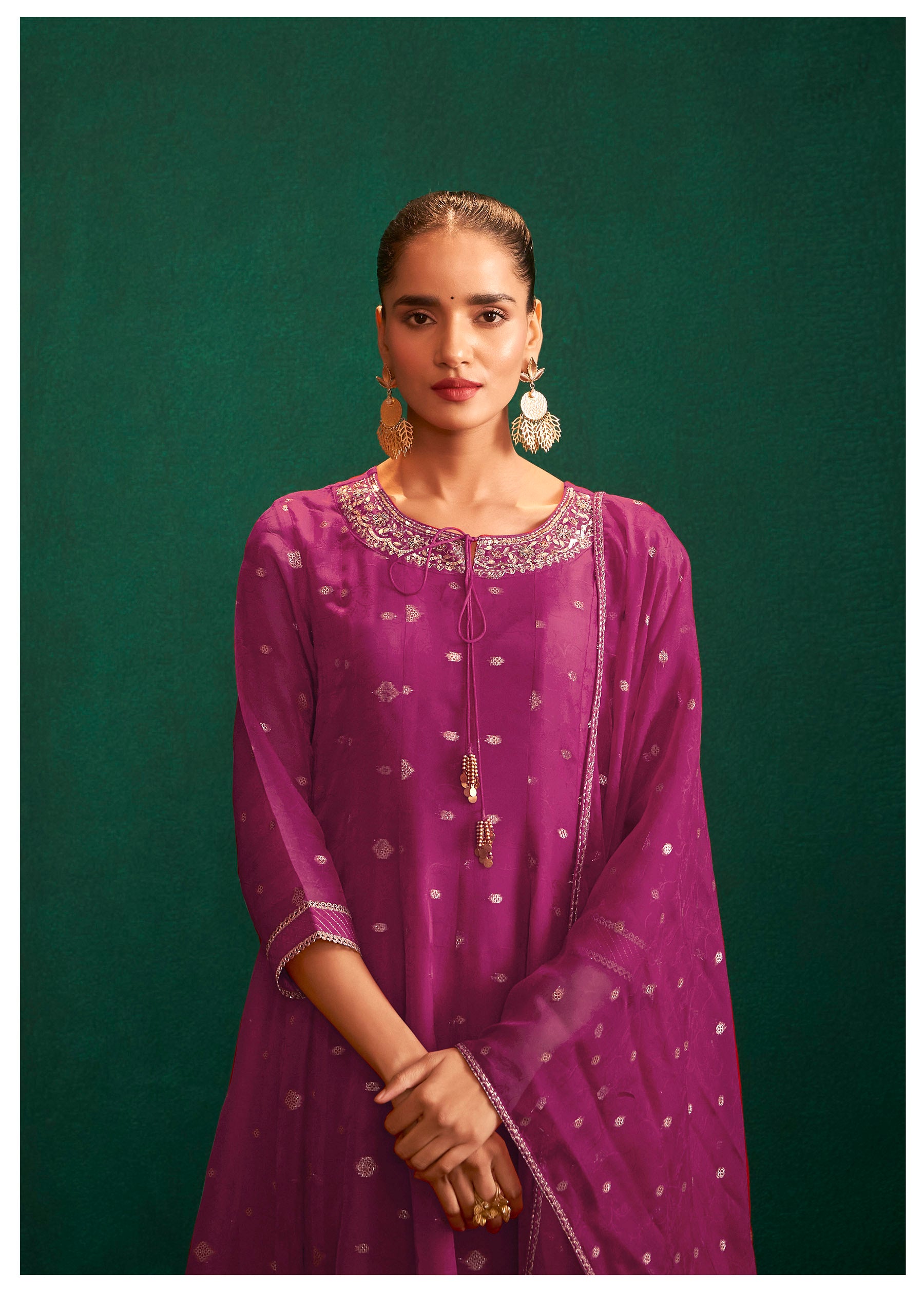 Vive Yarn-Dyed Organza Anarkali Set
