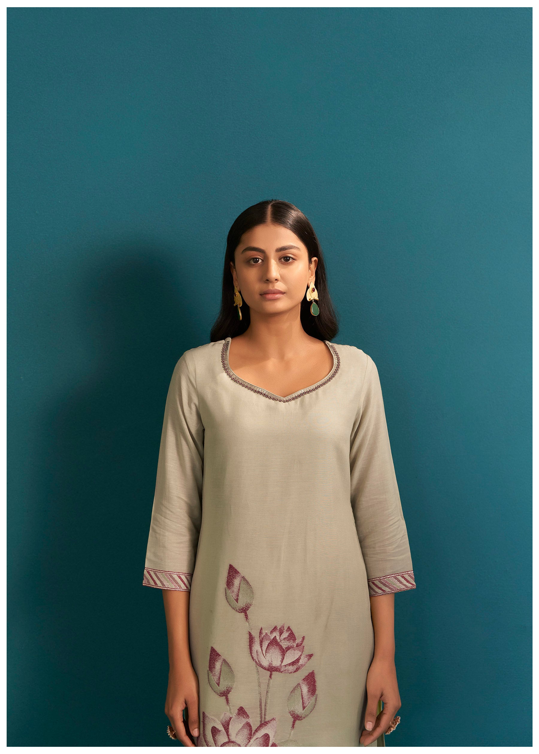 Lioraé Linen Jacquard Embroidered Kurta Set