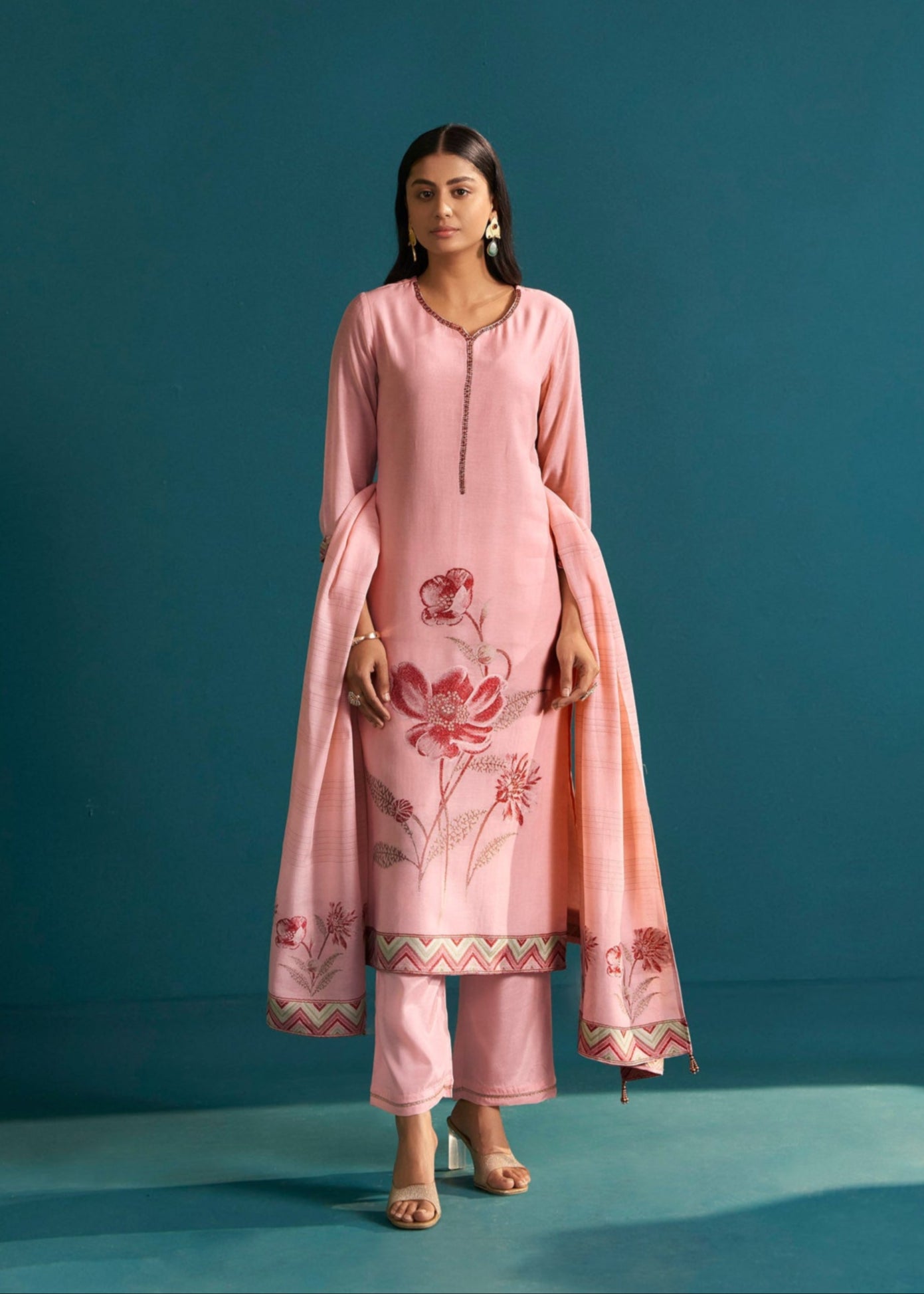 Rosé Linen Silk Kurta Set