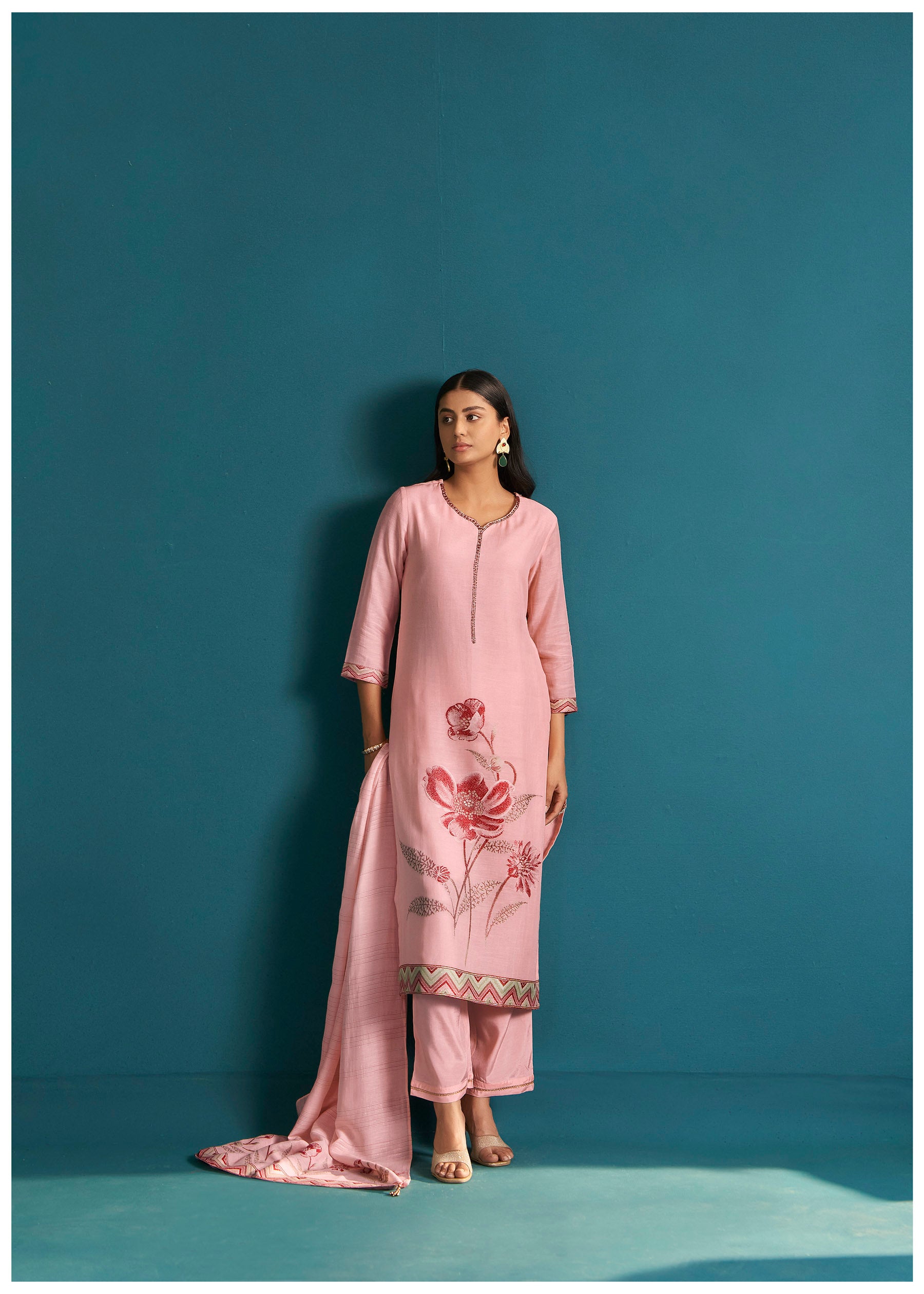 Rosé Linen Silk Kurta Set
