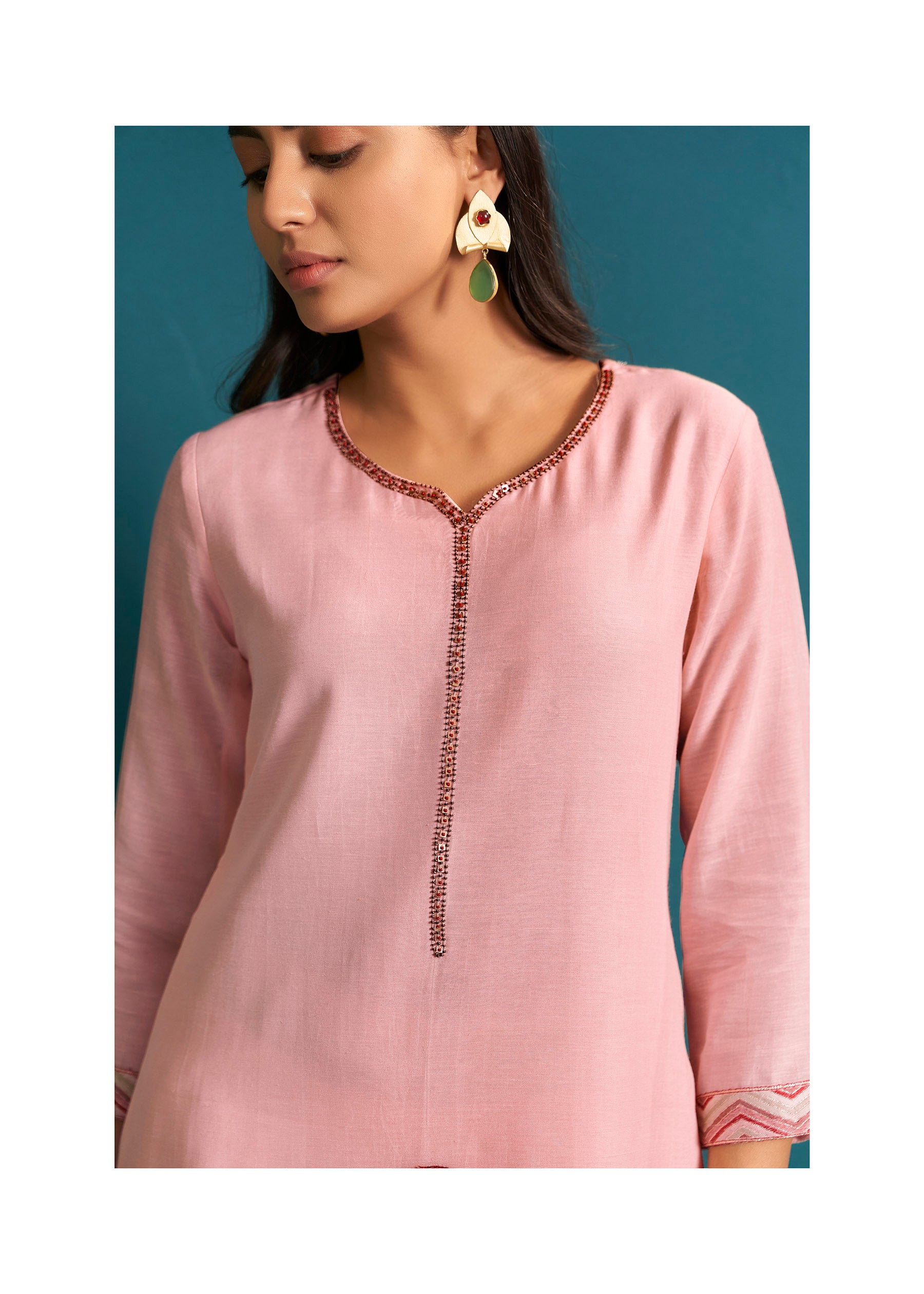 Rosé Linen Silk Kurta Set