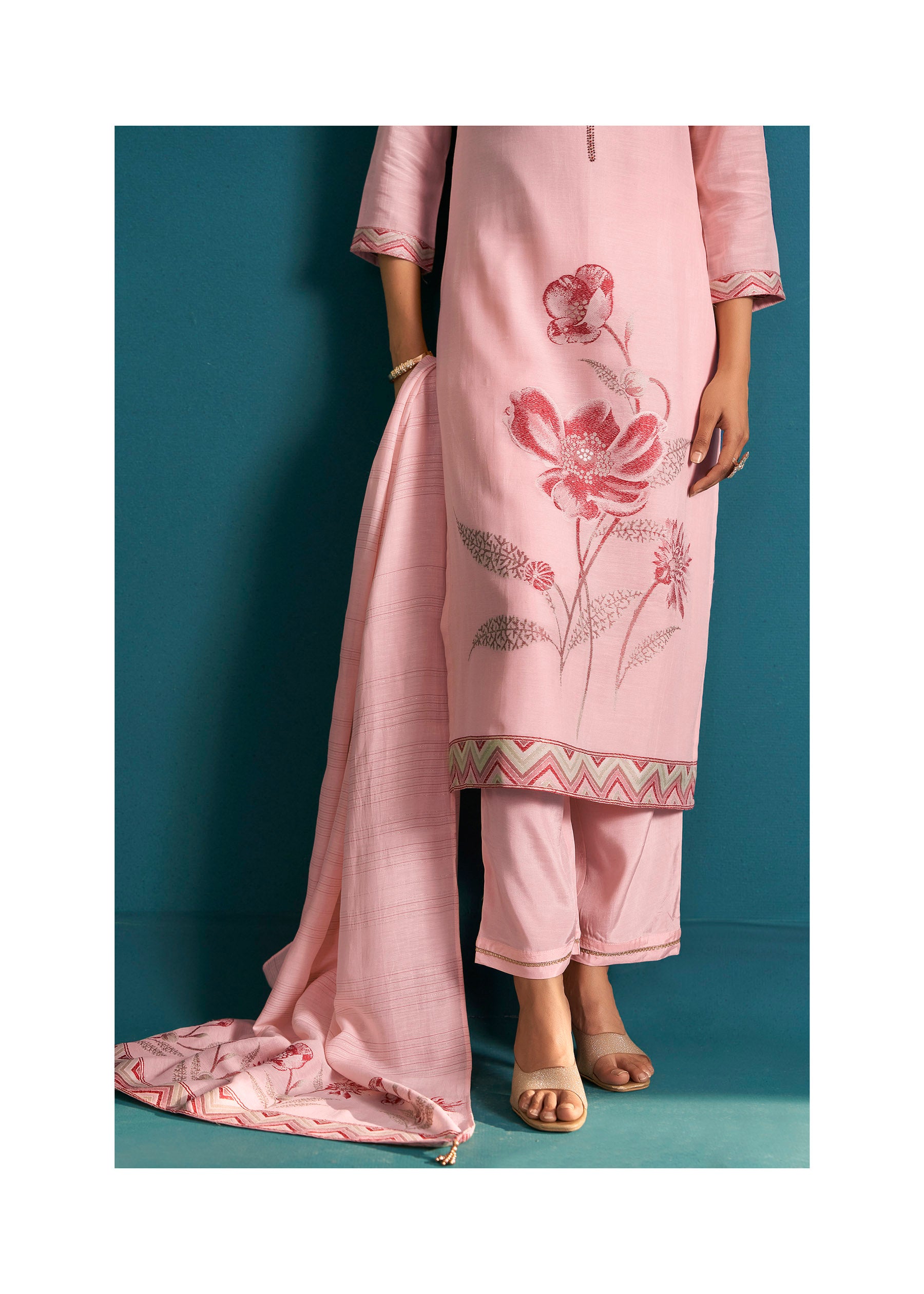 Rosé Linen Silk Kurta Set