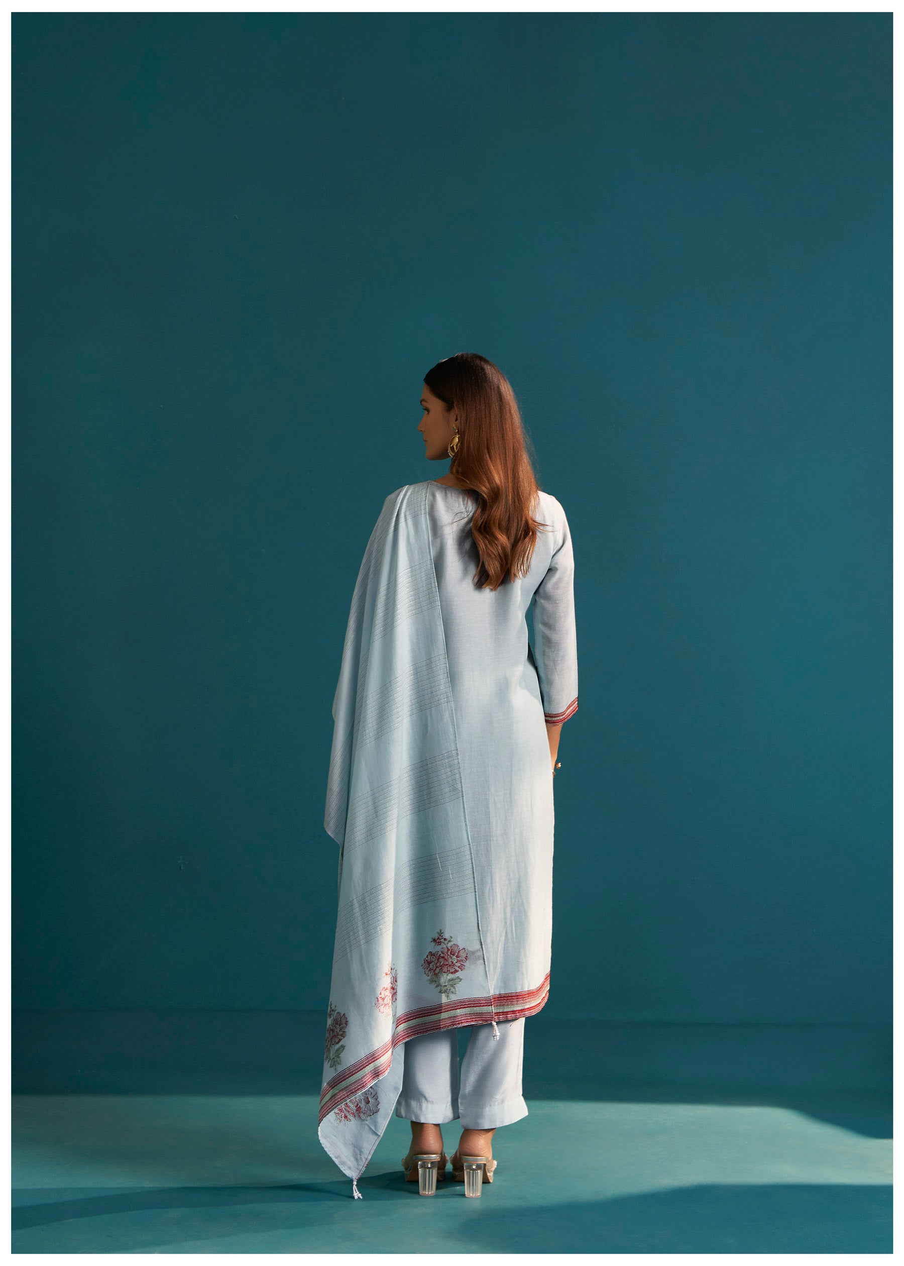 Aquella Floral Linen Kurta Set