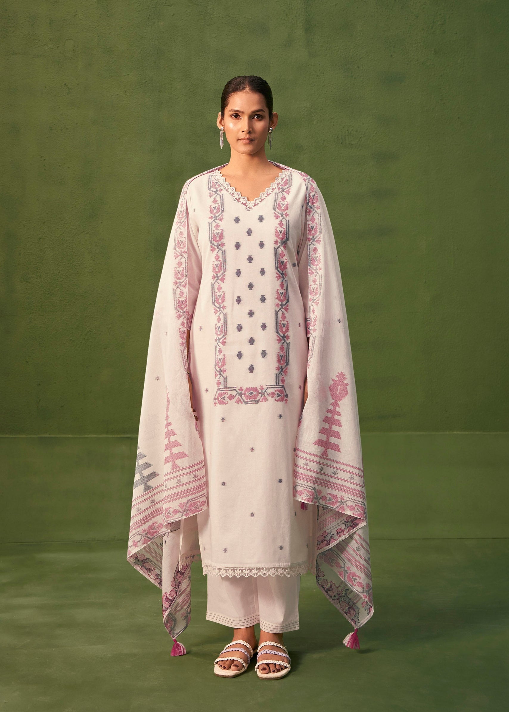 Luminous Cotton Jacquard Kurta Set