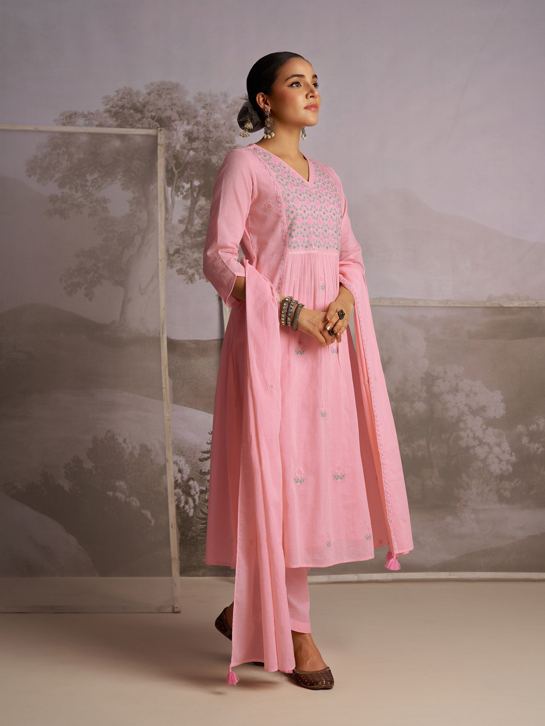 Amber Glow Cotton Kurta Set