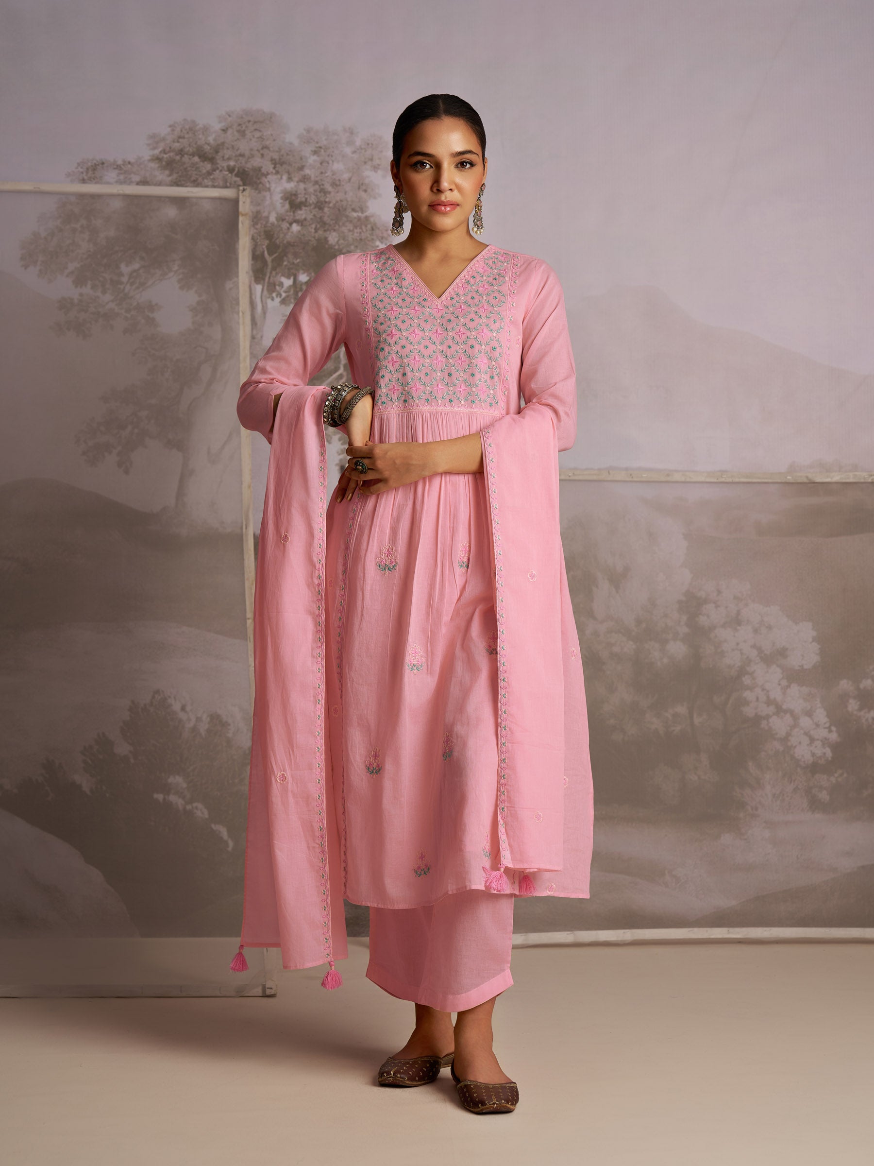 Amber Glow Cotton Kurta Set
