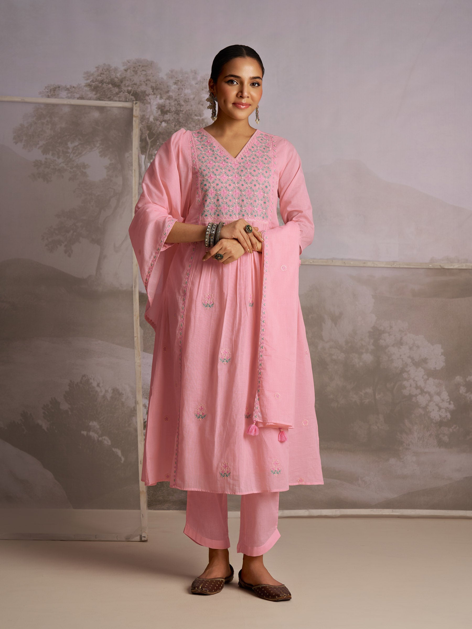 Amber Glow Cotton Kurta Set