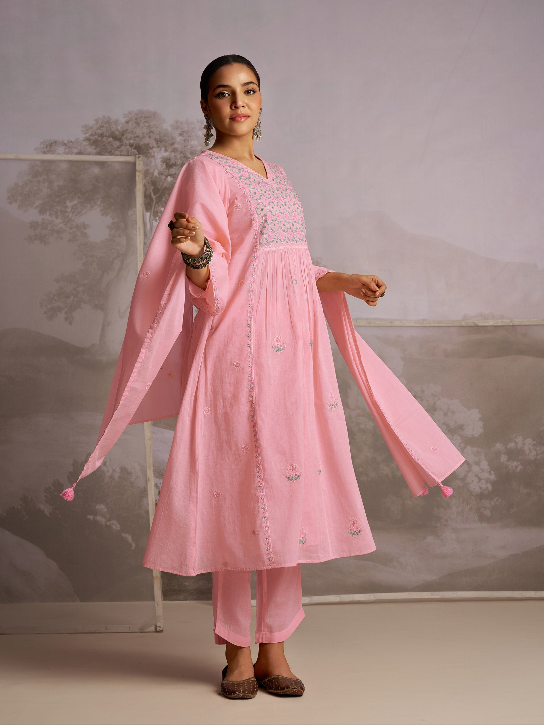 Amber Glow Cotton Kurta Set