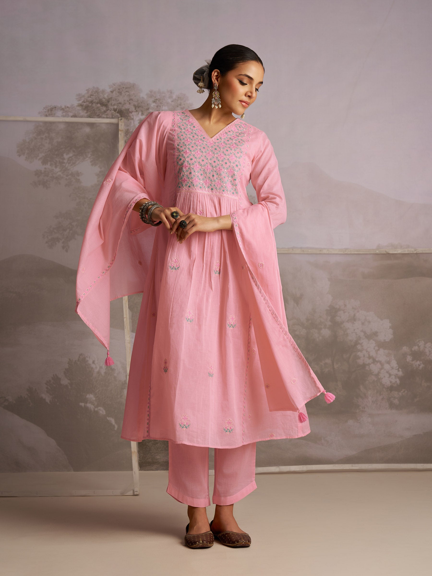 Amber Glow Cotton Kurta Set