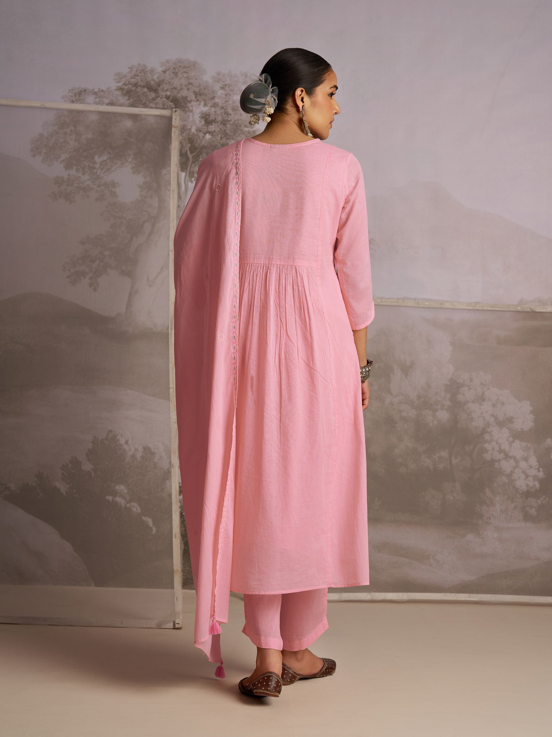 Amber Glow Cotton Kurta Set