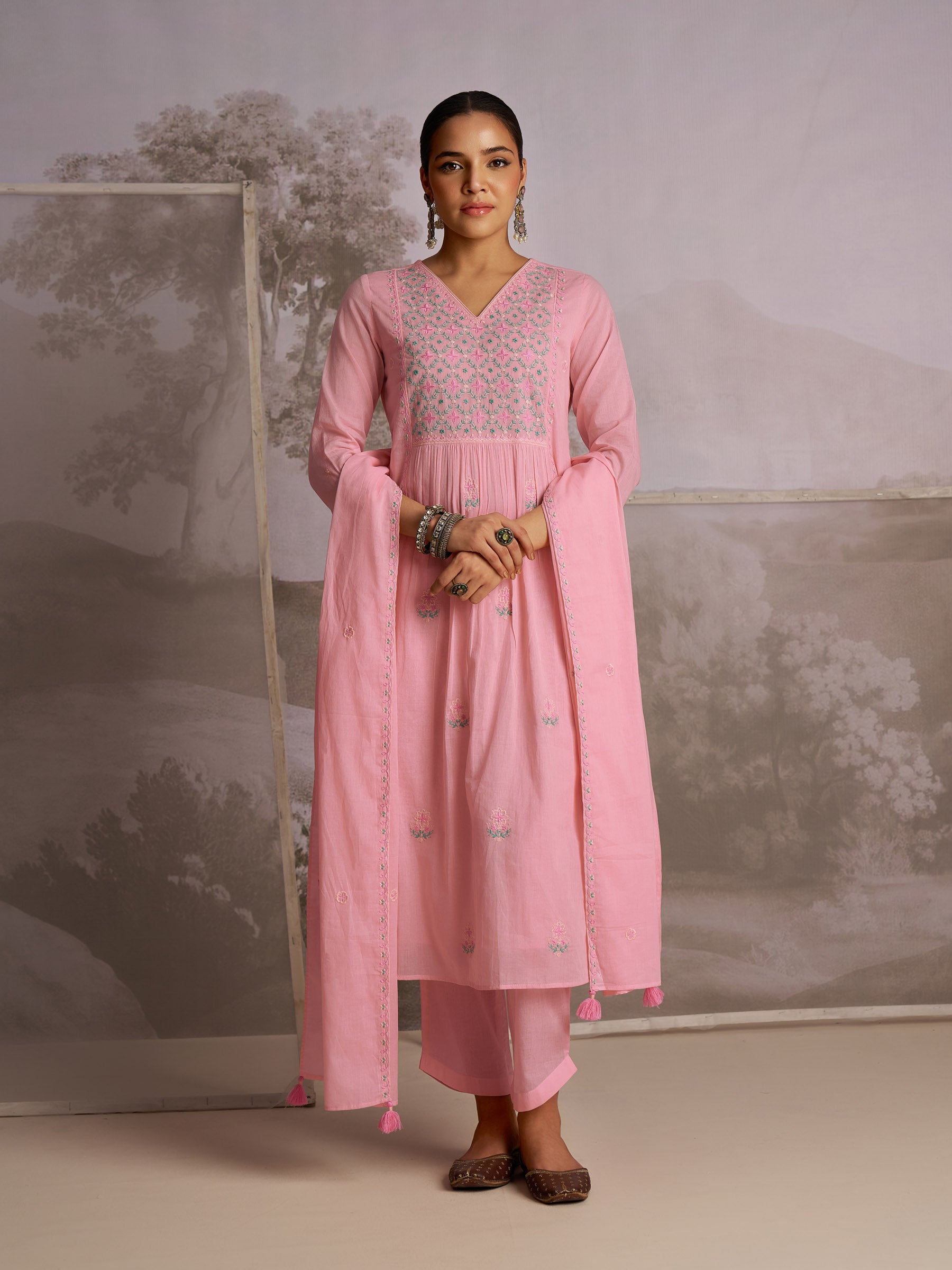 Amber Glow Cotton Kurta Set