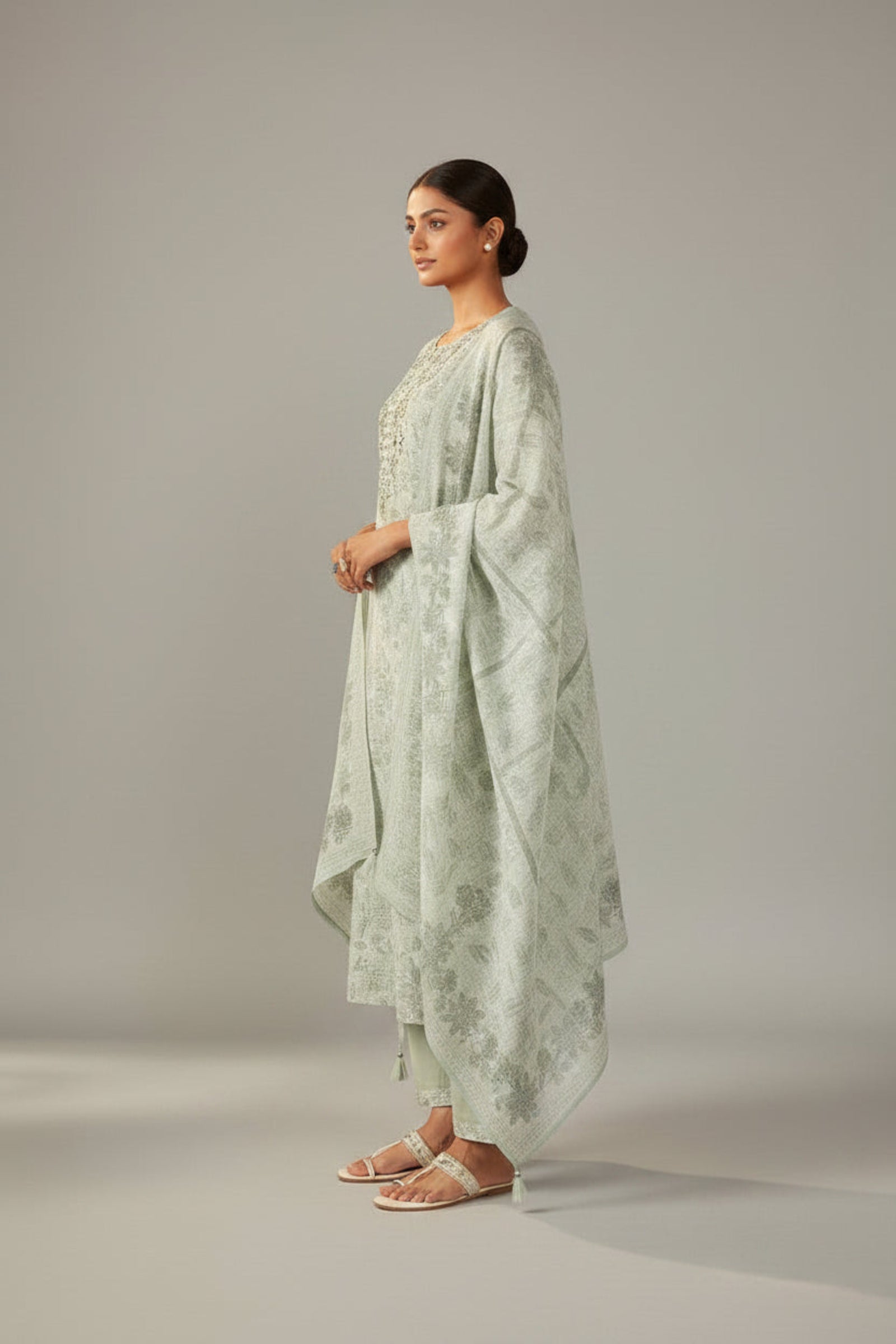Elara Digital Print Embroidered Linen Kurta Set