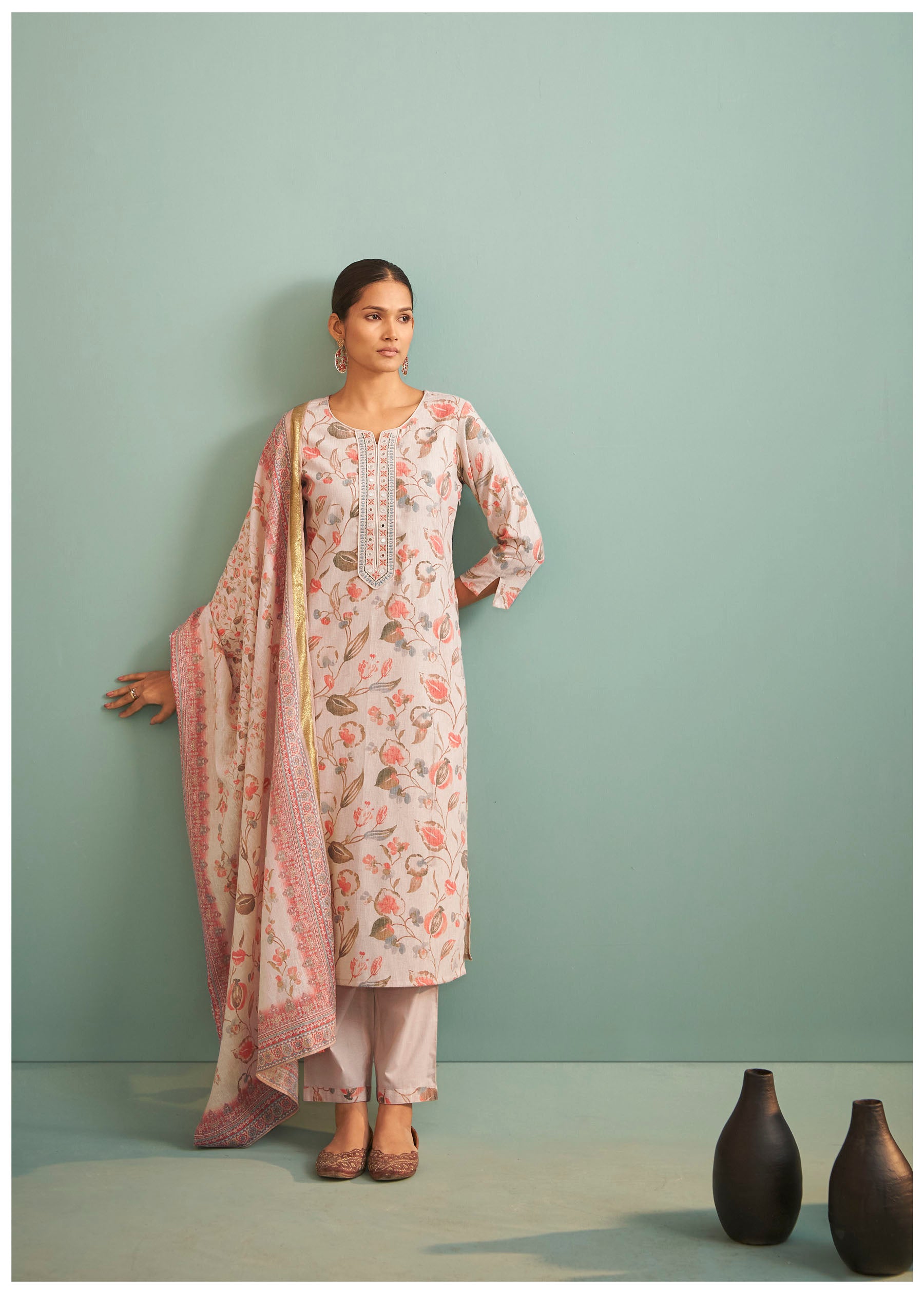 Whisperlyn Cream Linen Kurta Set