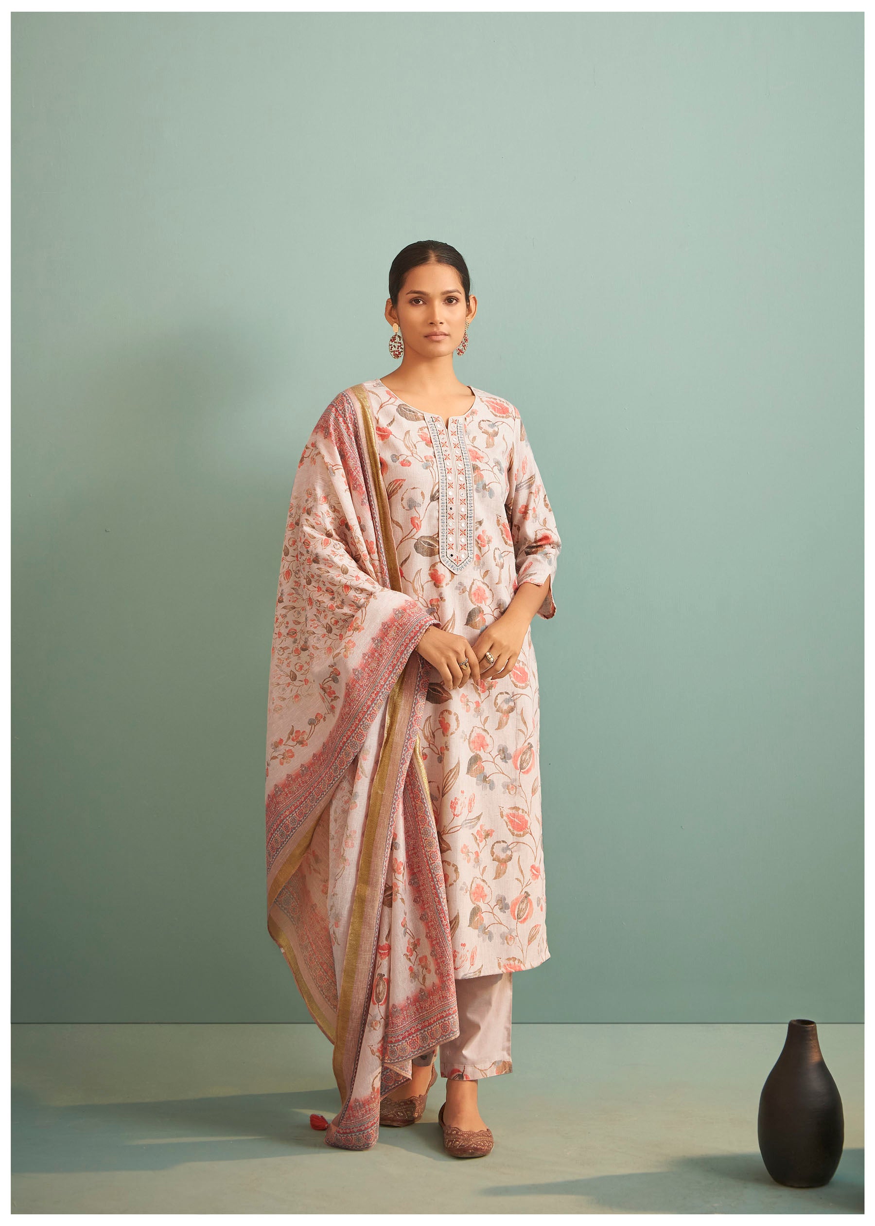 Whisperlyn Cream Linen Kurta Set