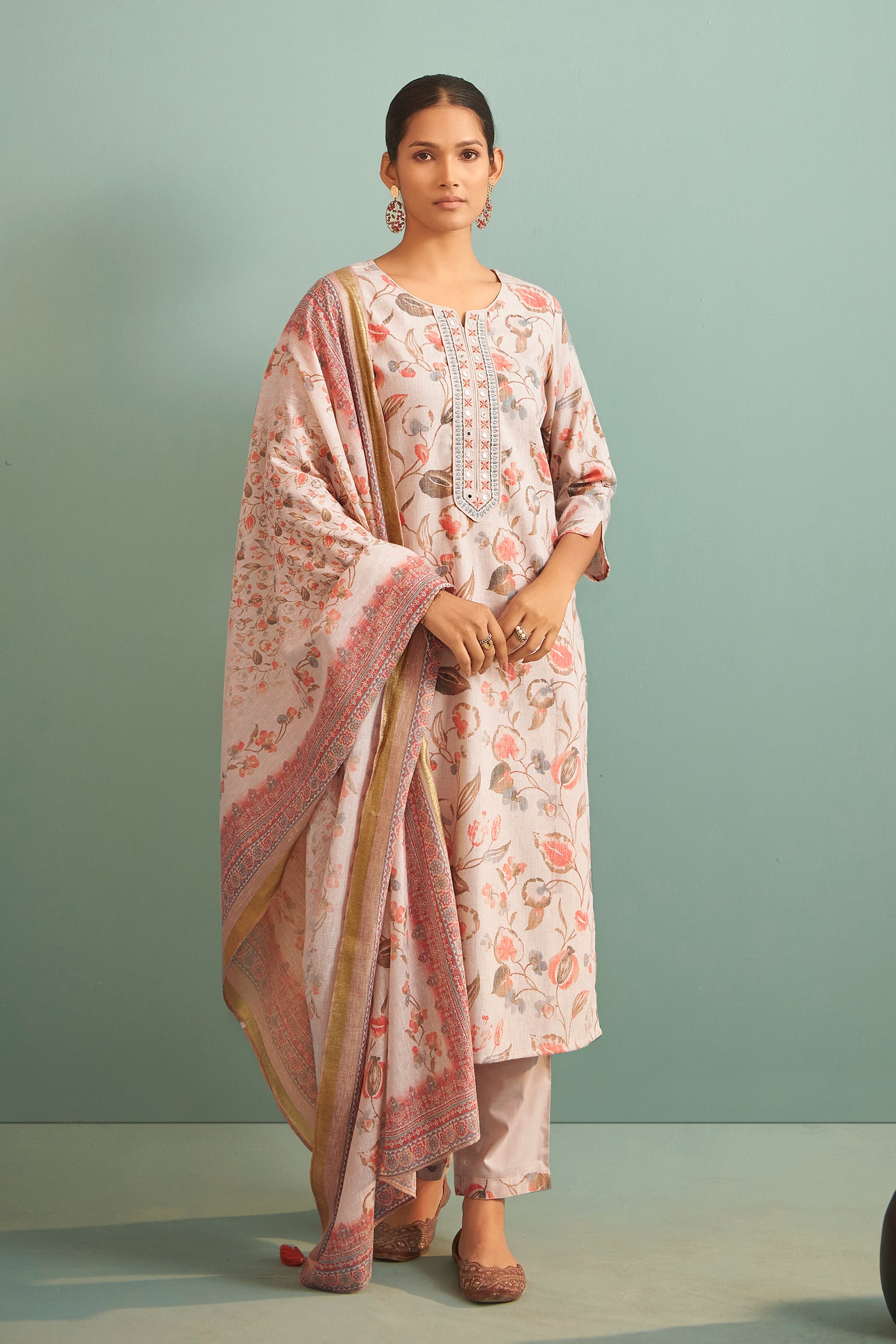 Whisperlyn Cream Linen Kurta Set