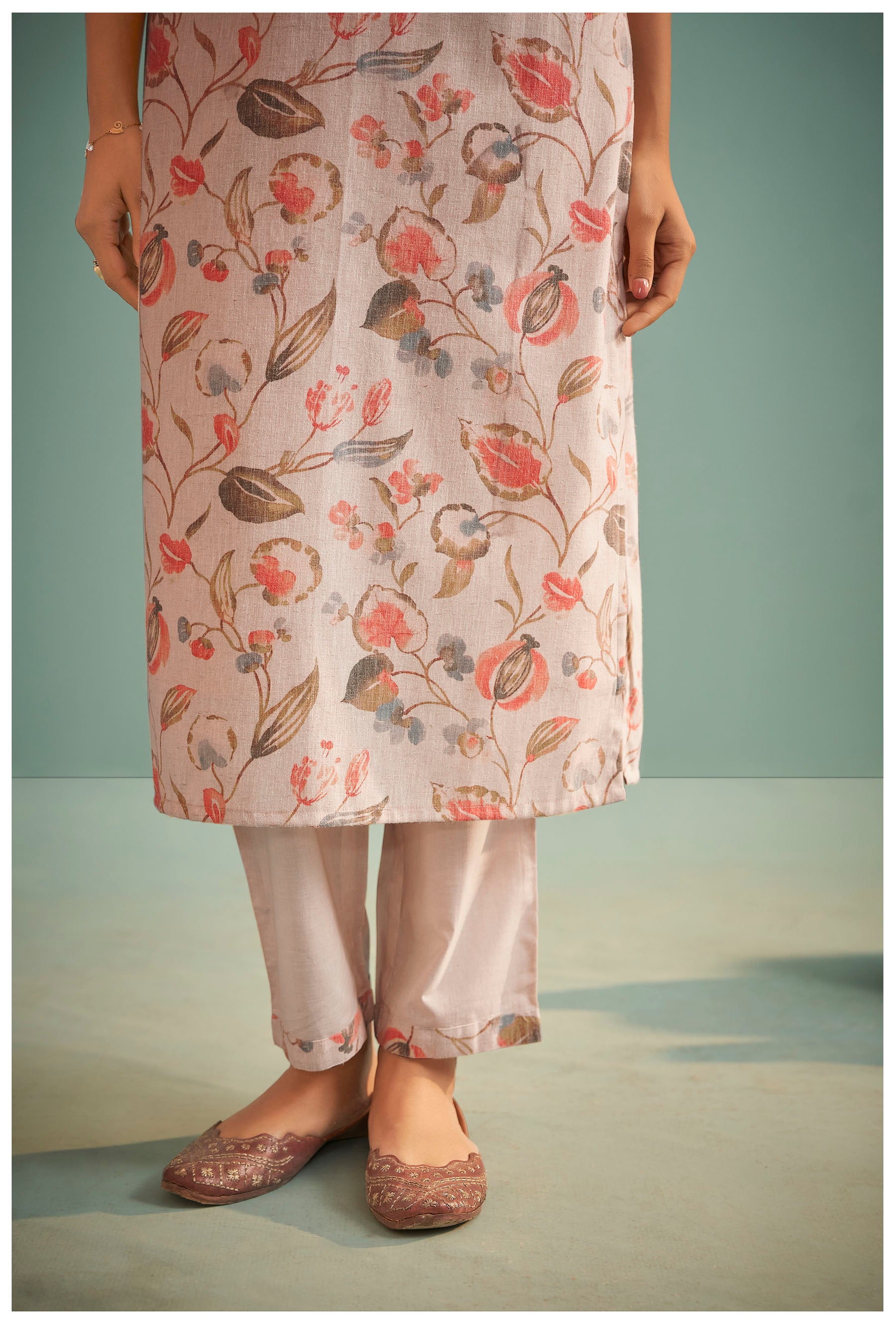 Whisperlyn Cream Linen Kurta Set