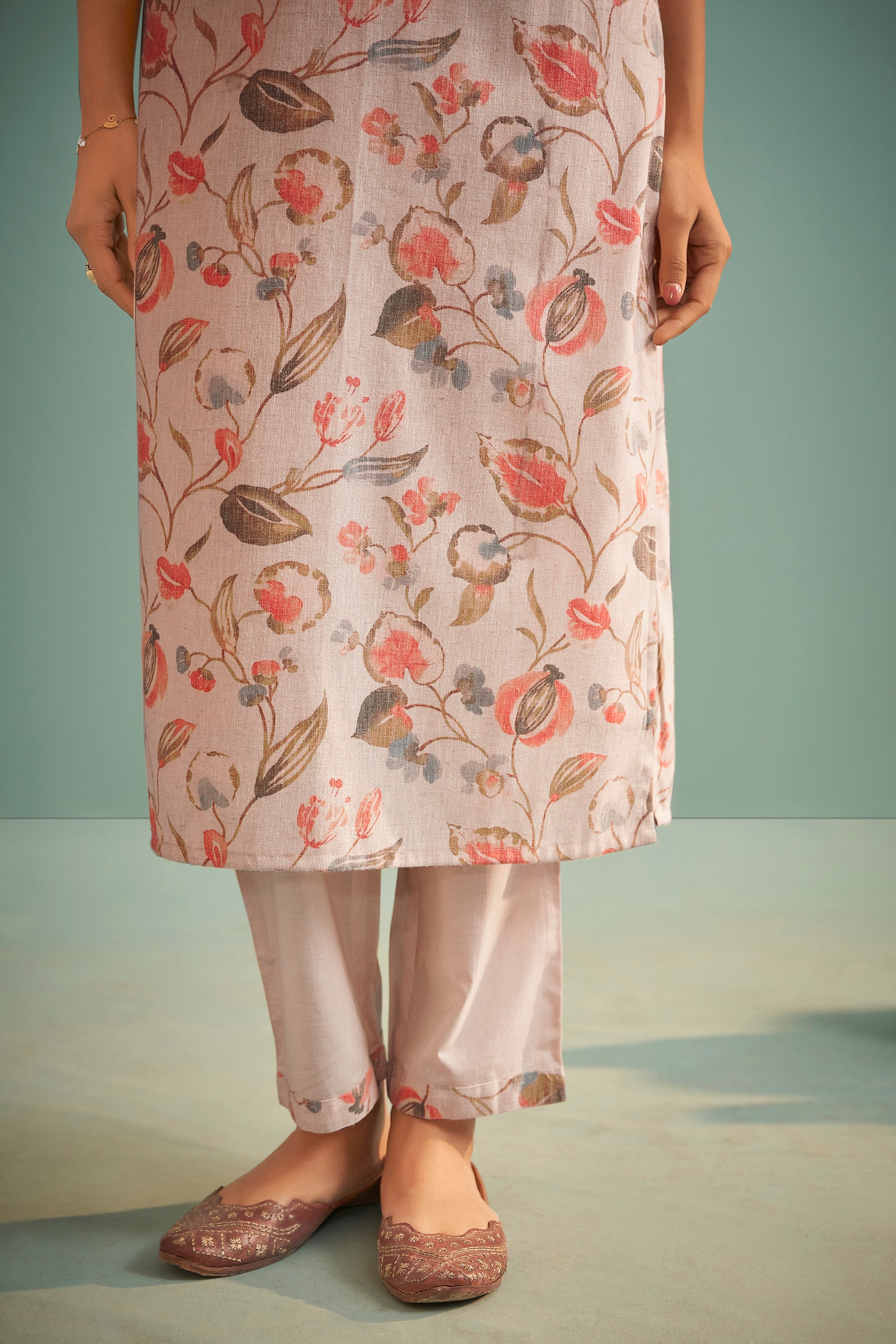 Whisperlyn Cream Linen Kurta Set