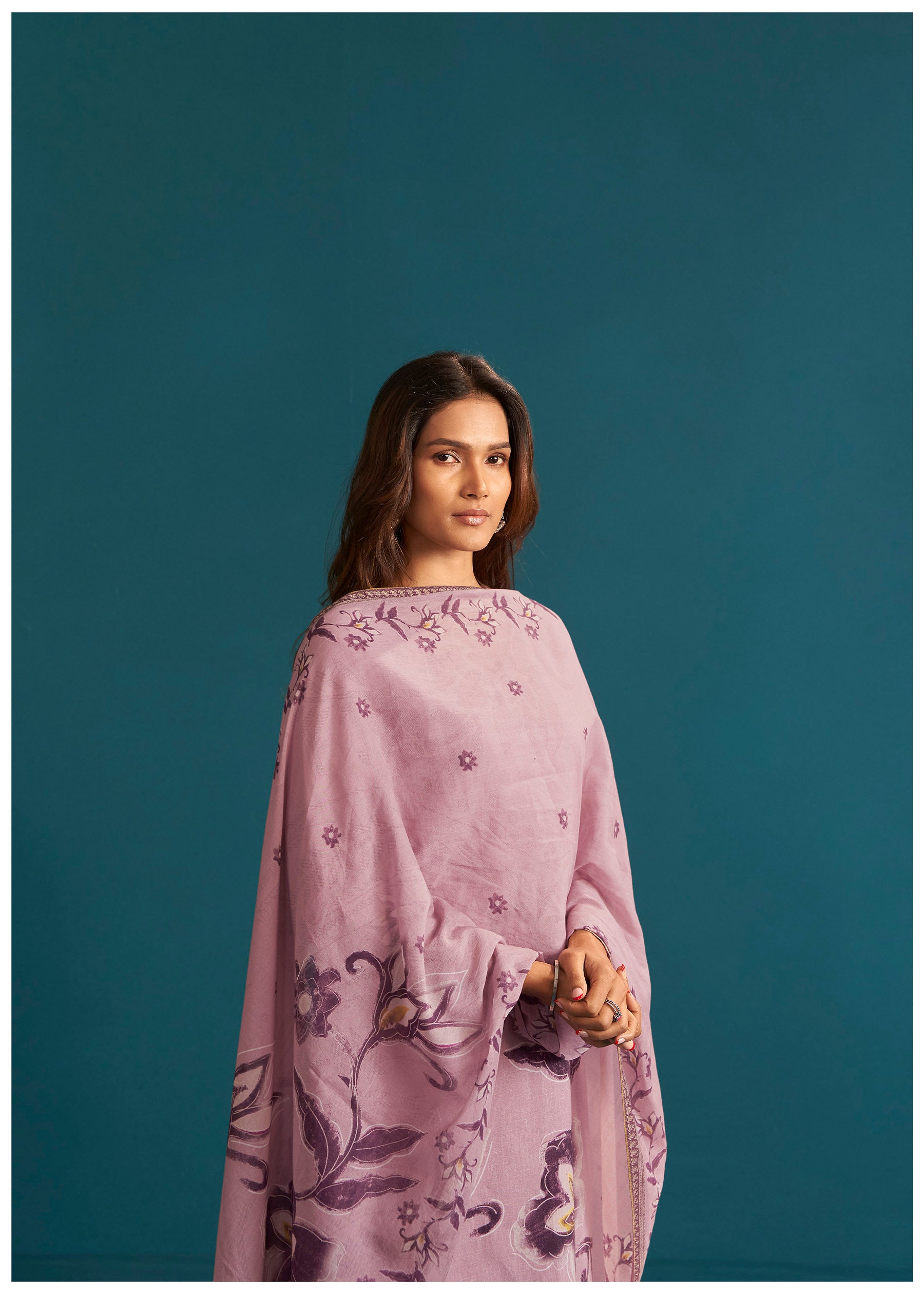 Carnelian Pink Digital Print Linen Kurta Set