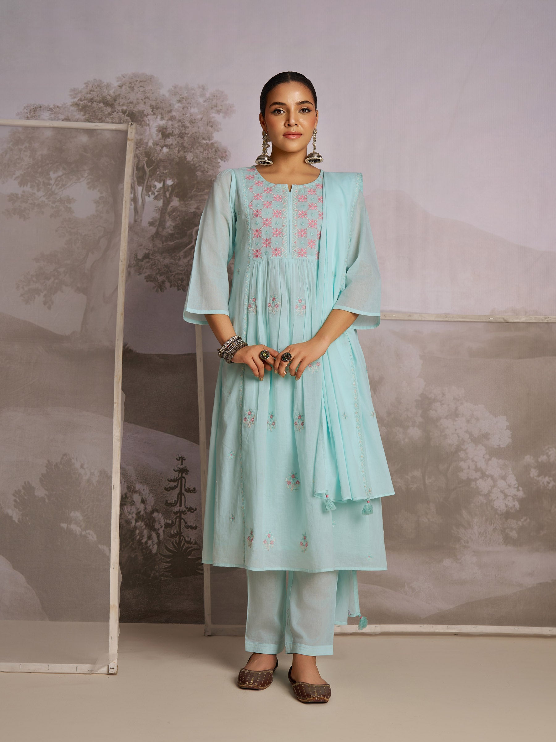 Ocean Breeze Cotton Kurta Set