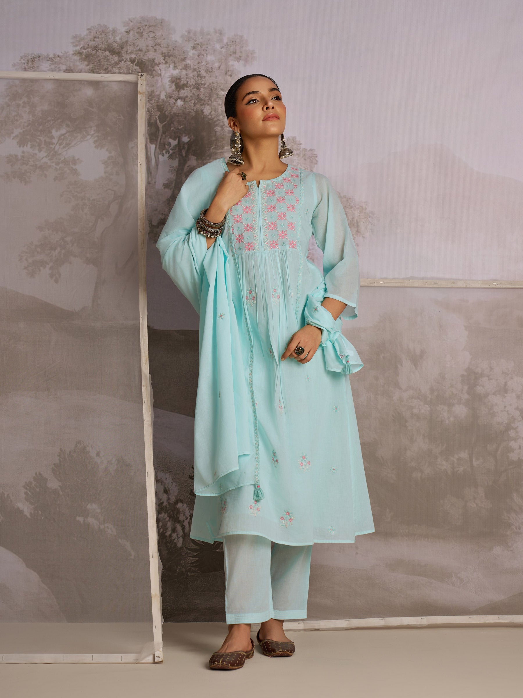 Ocean Breeze Cotton Kurta Set