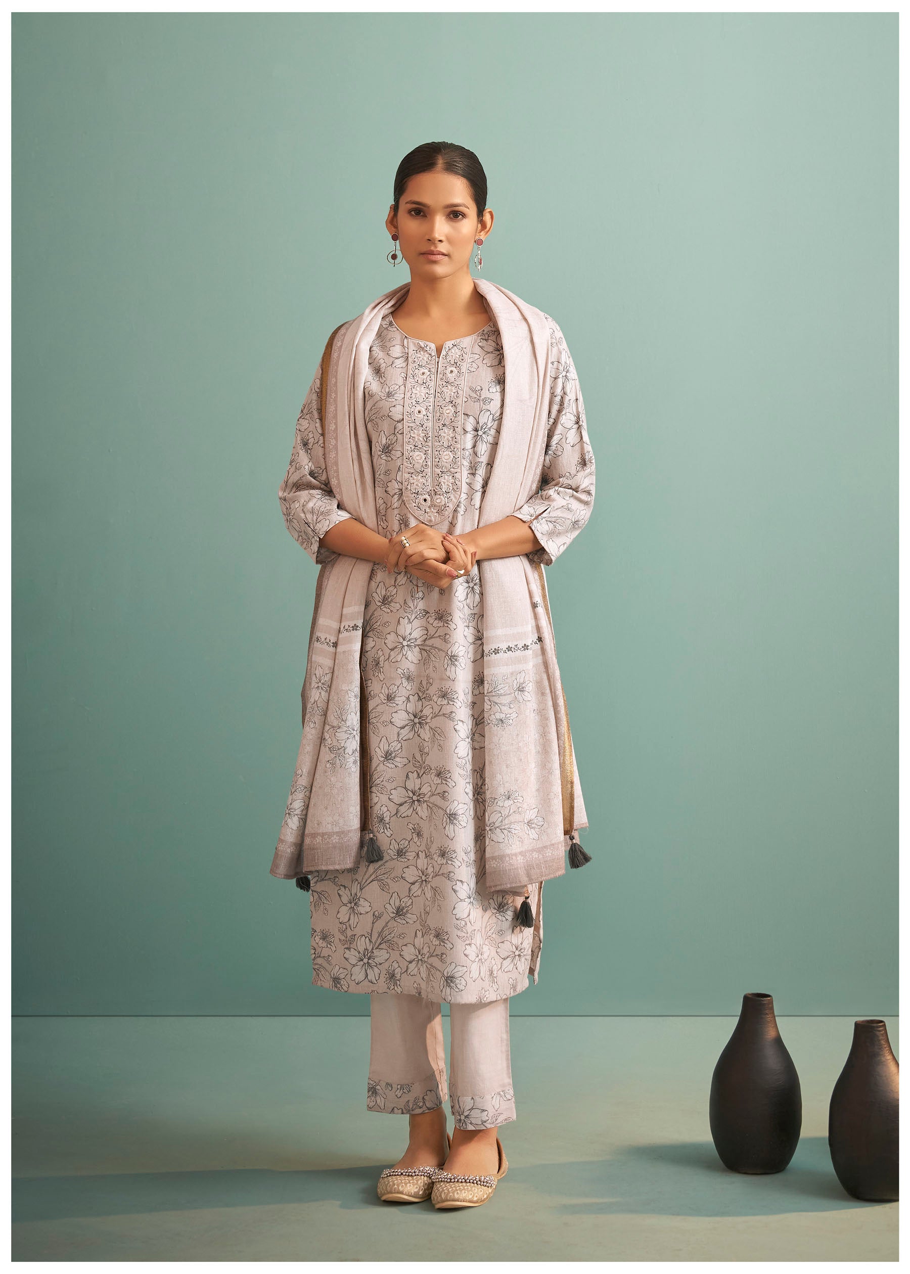 Moonveil Cream Linen Kurta Set