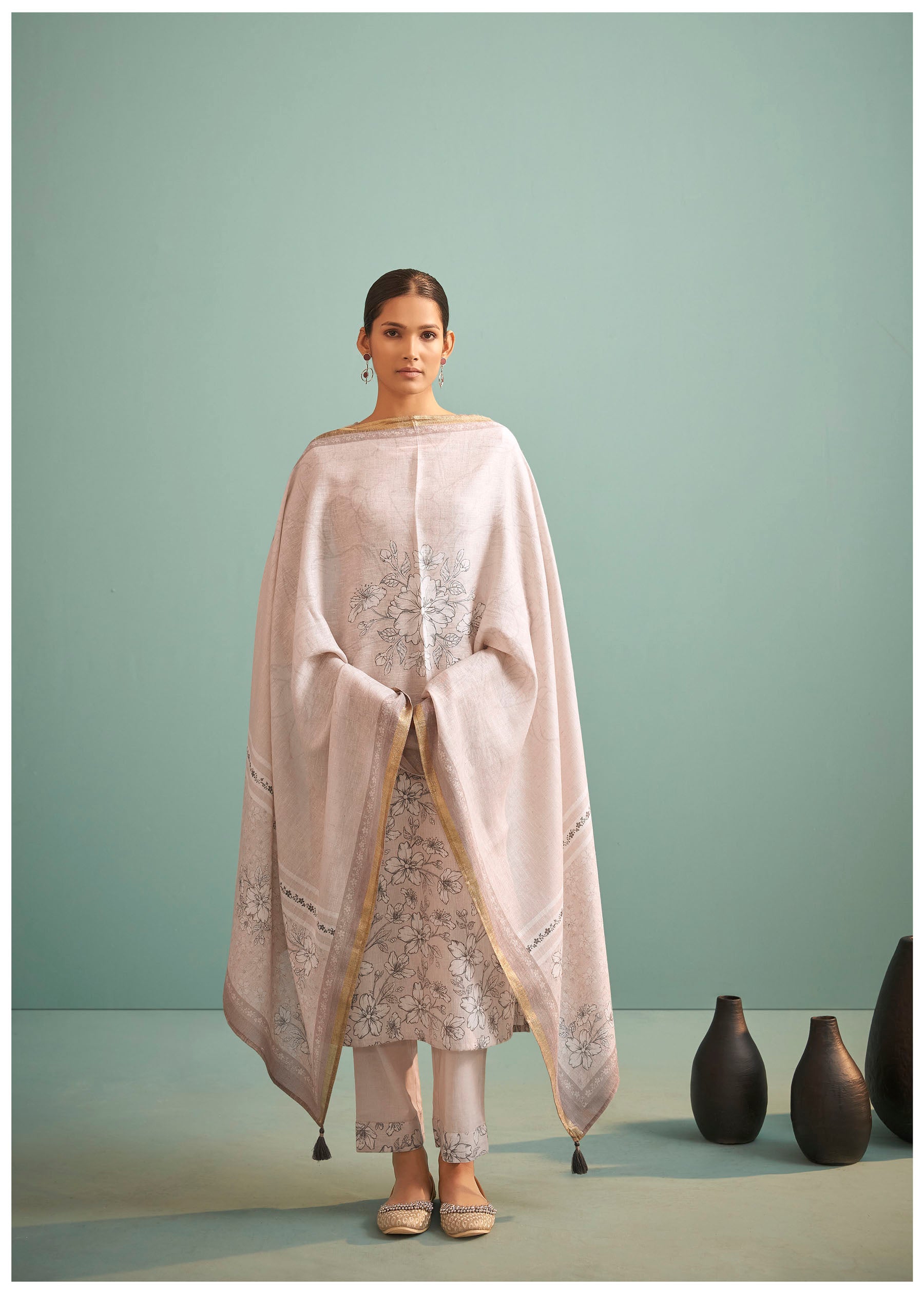 Moonveil Cream Linen Kurta Set