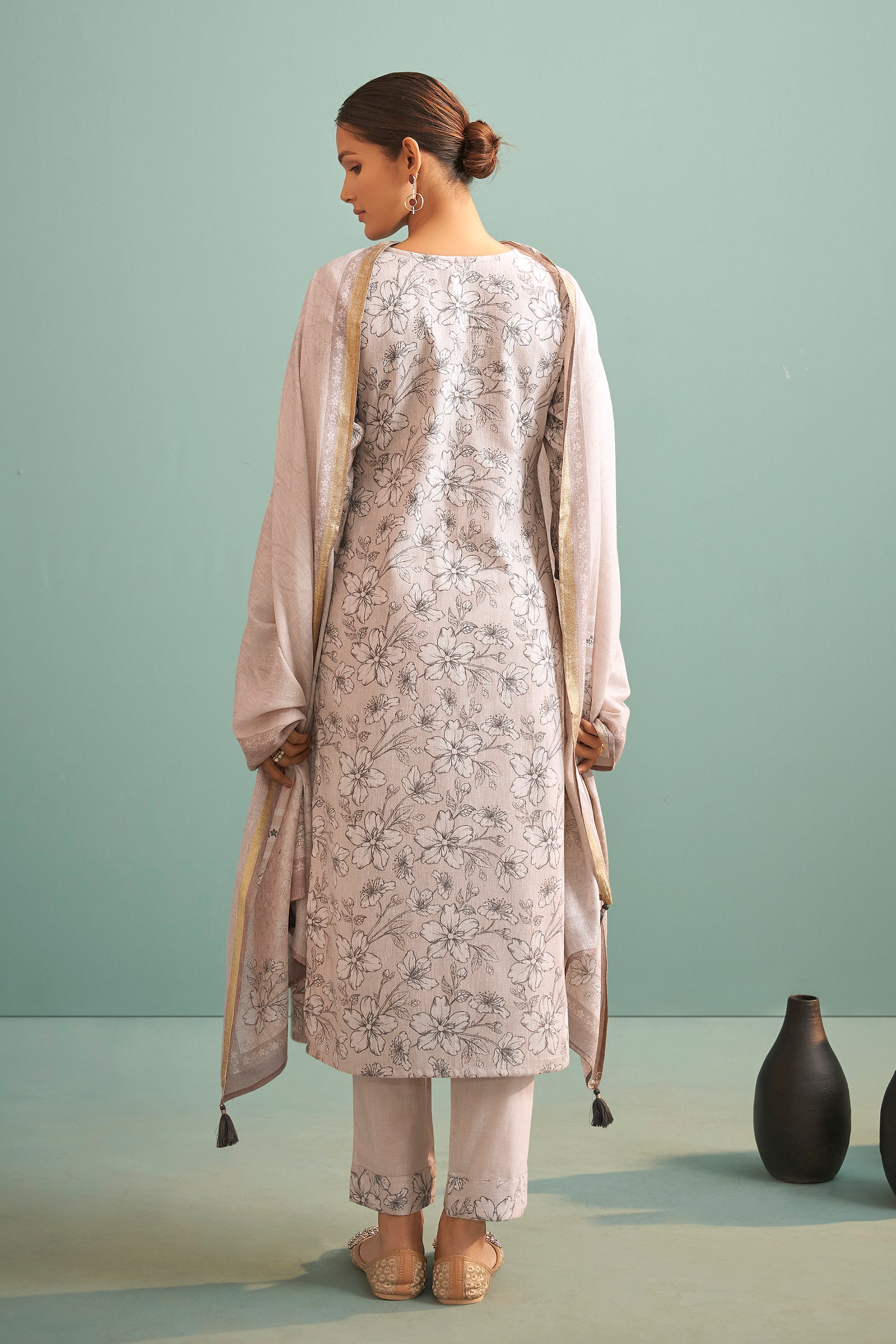 Moonveil Cream Linen Kurta Set