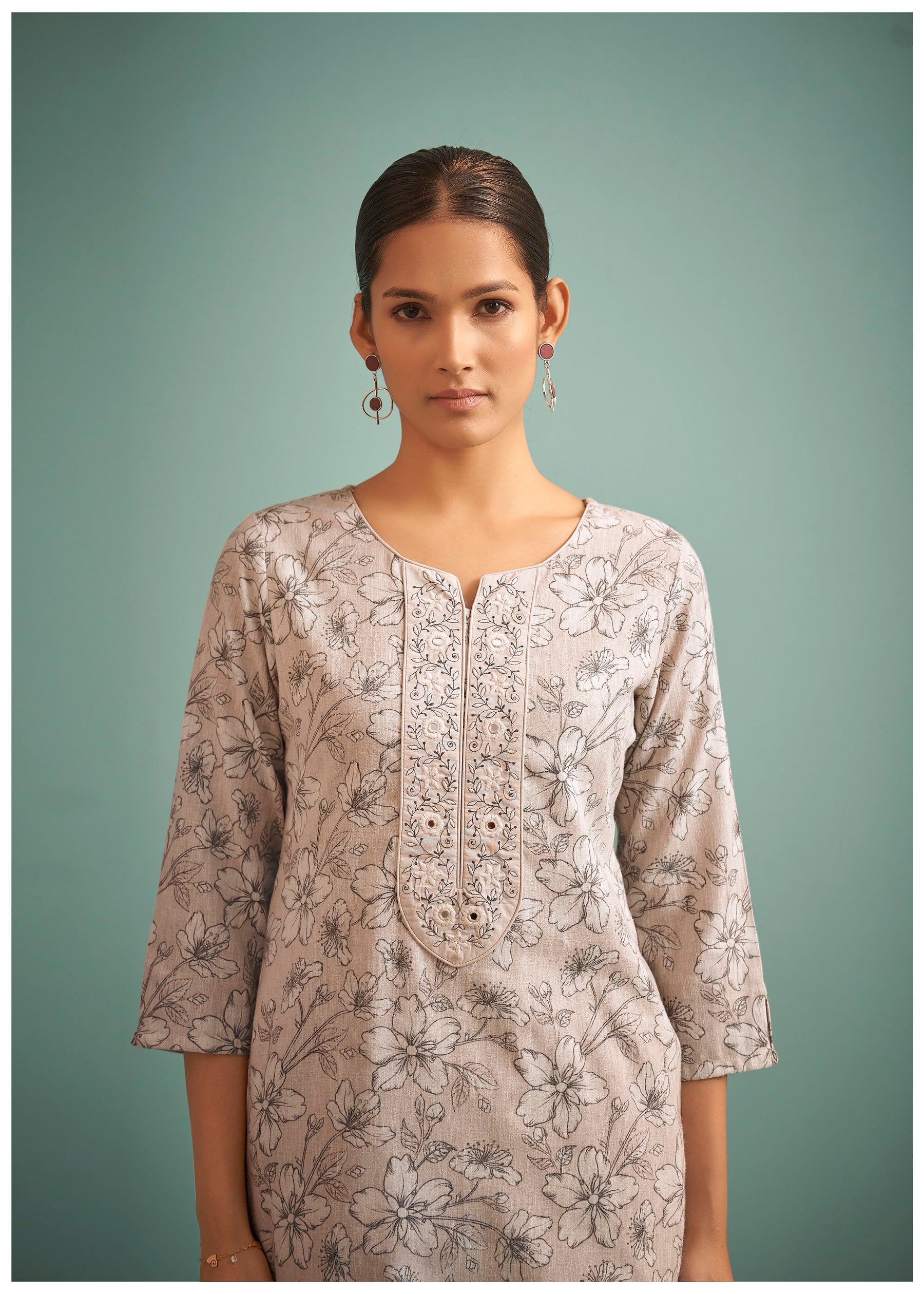 Moonveil Cream Linen Kurta Set