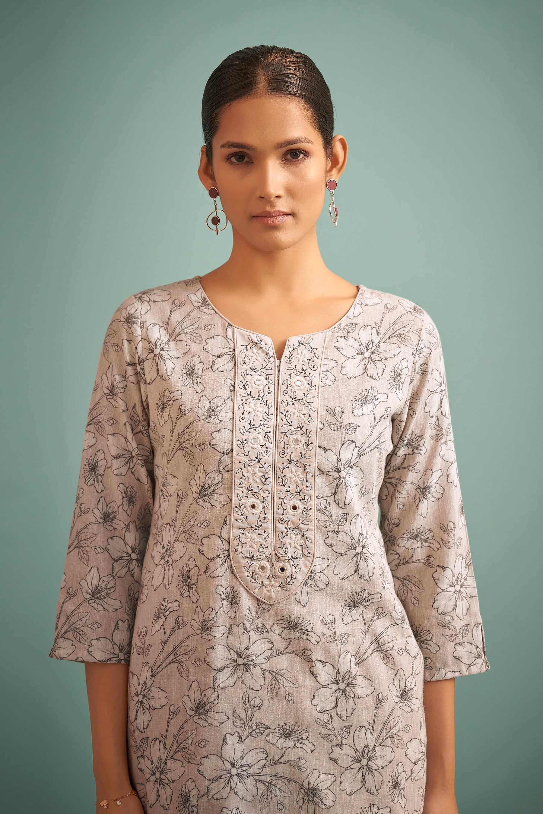 Moonveil Cream Linen Kurta Set