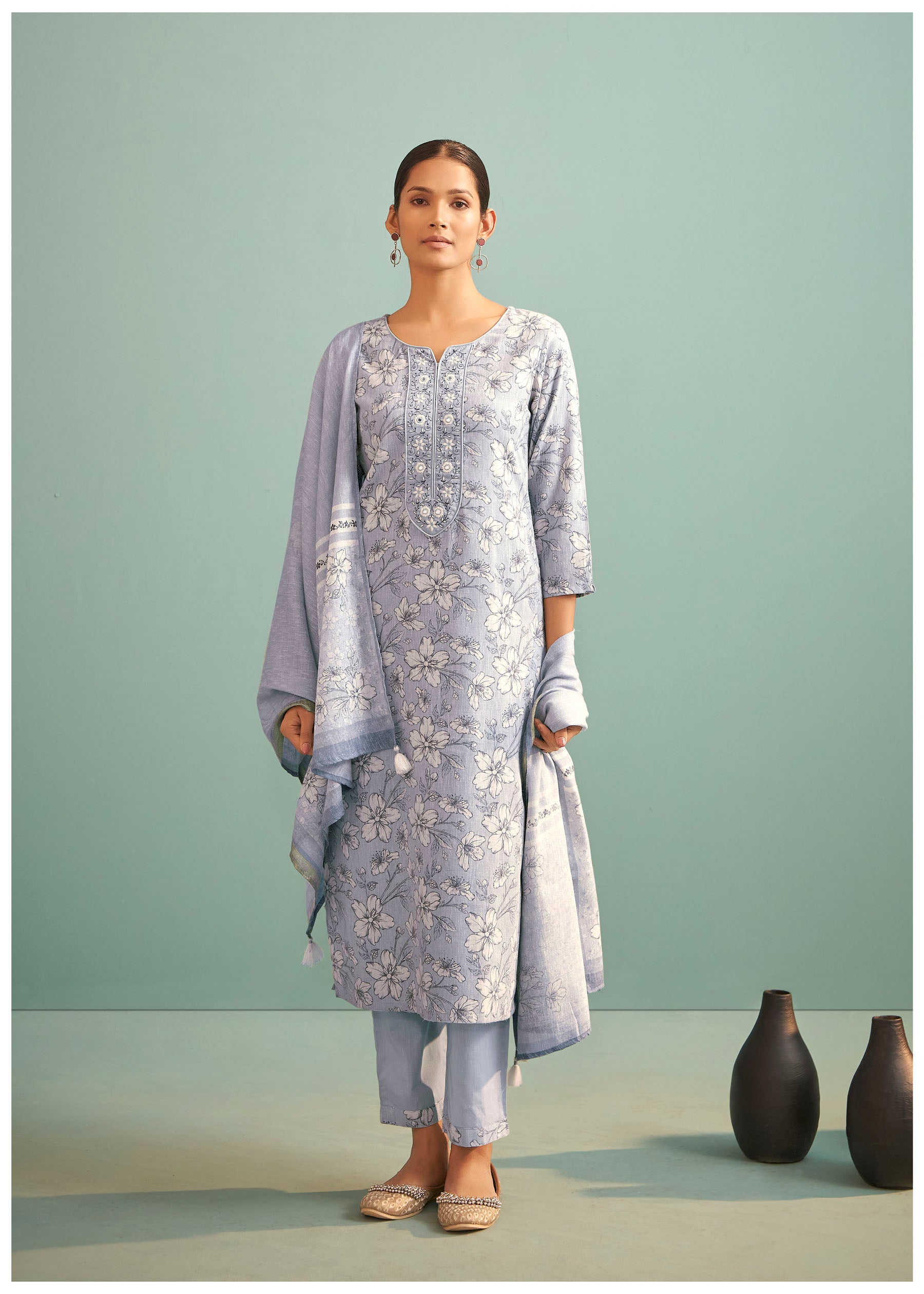 Maris Blue Digital Print Kurta Set