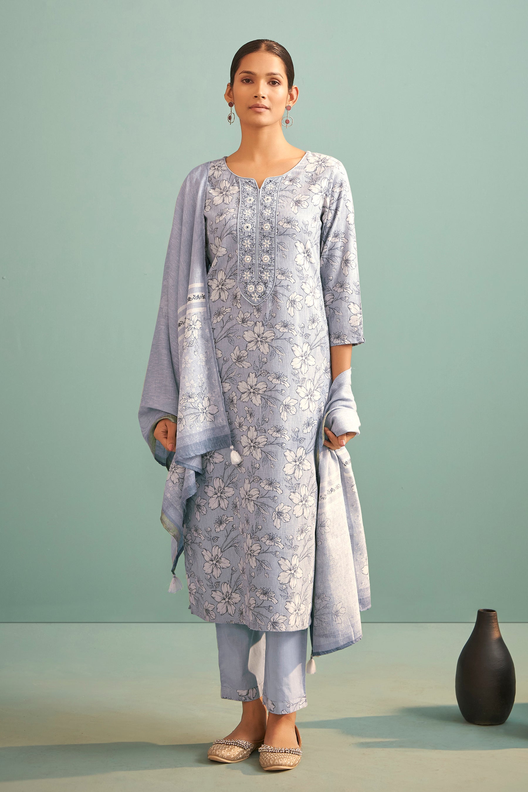 Maris Blue Digital Print Kurta Set