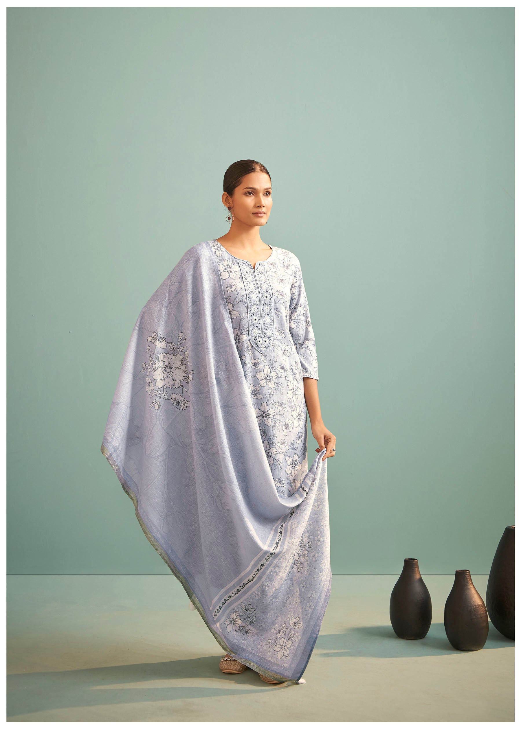 Maris Blue Digital Print Kurta Set