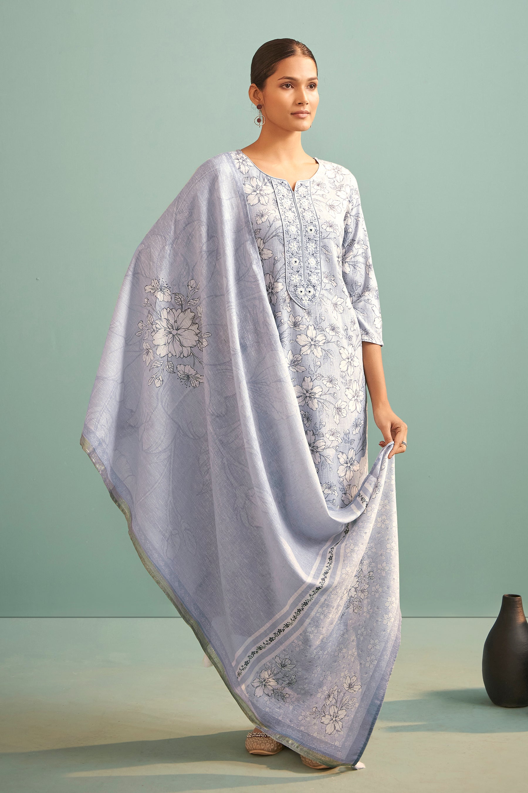 Maris Blue Digital Print Kurta Set