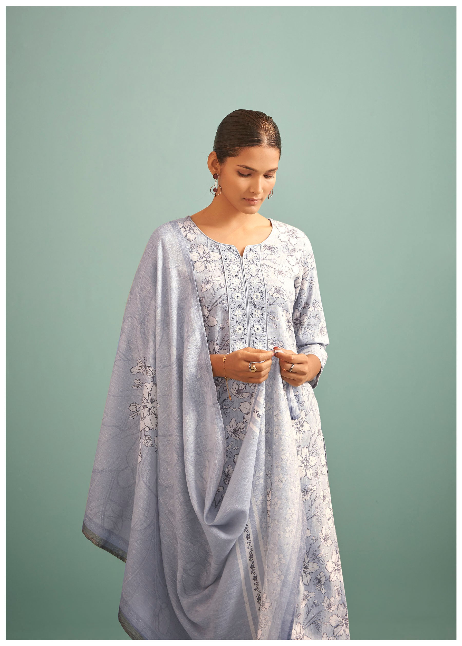 Maris Blue Digital Print Kurta Set