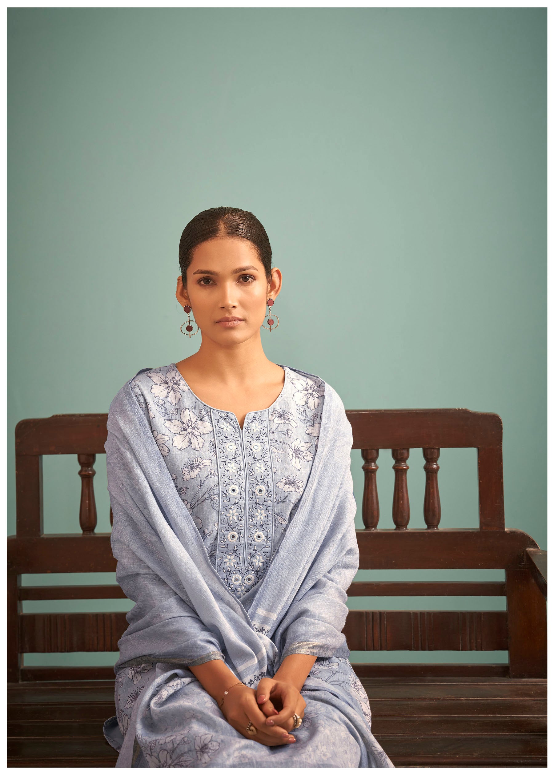 Maris Blue Digital Print Kurta Set