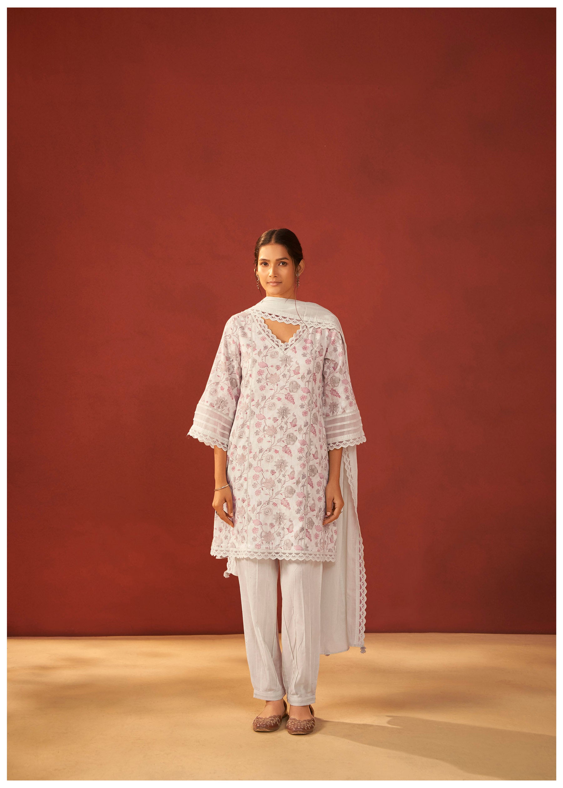 Trelise Cream Printed Cotton Kurta Set