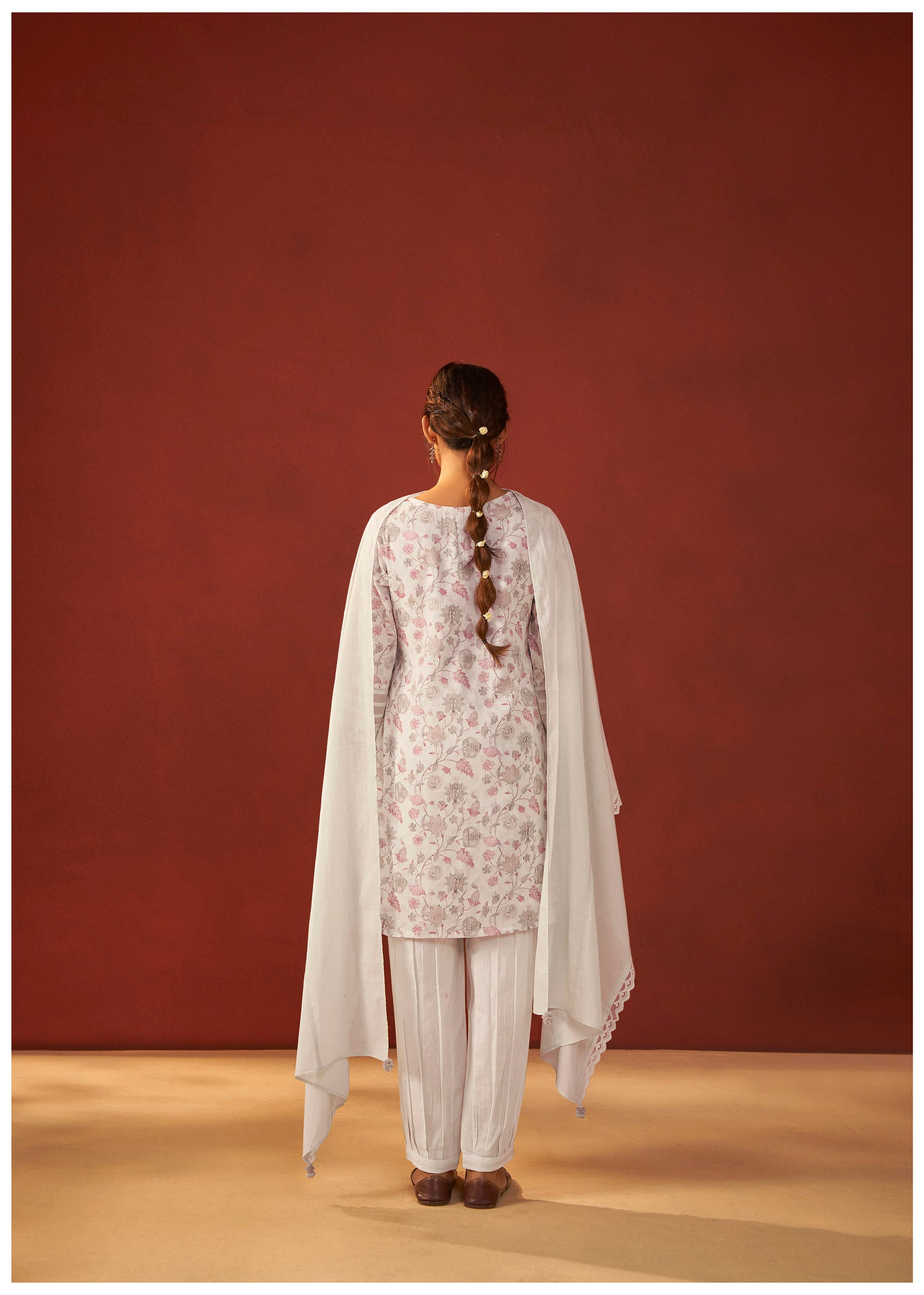 Trelise Cream Printed Cotton Kurta Set