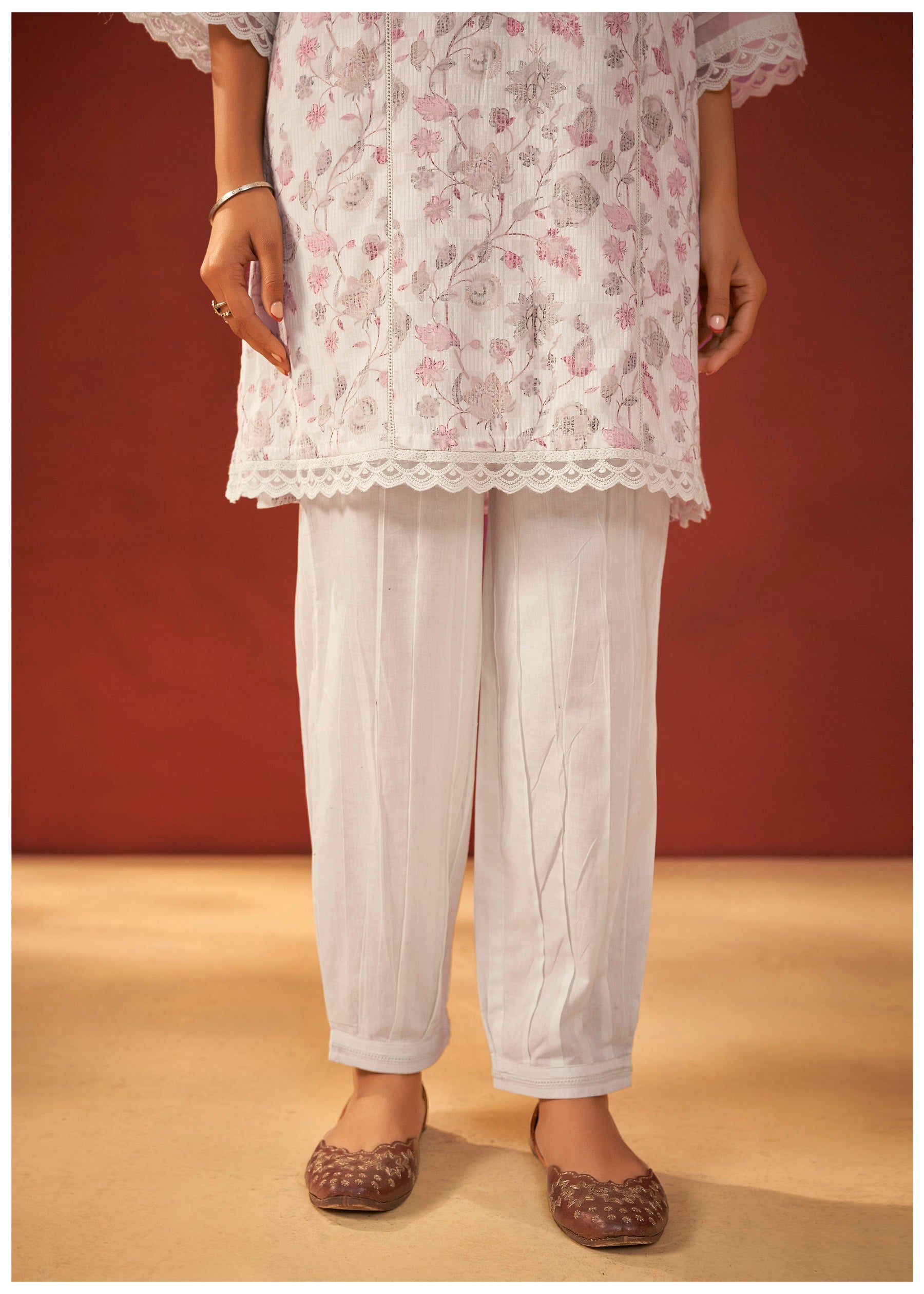 Trelise Cream Printed Cotton Kurta Set