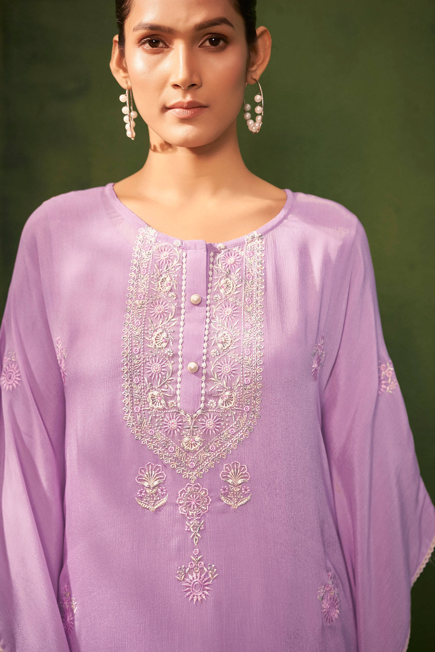 Caladriel Lavender Chinnon Embroidered Kaftan