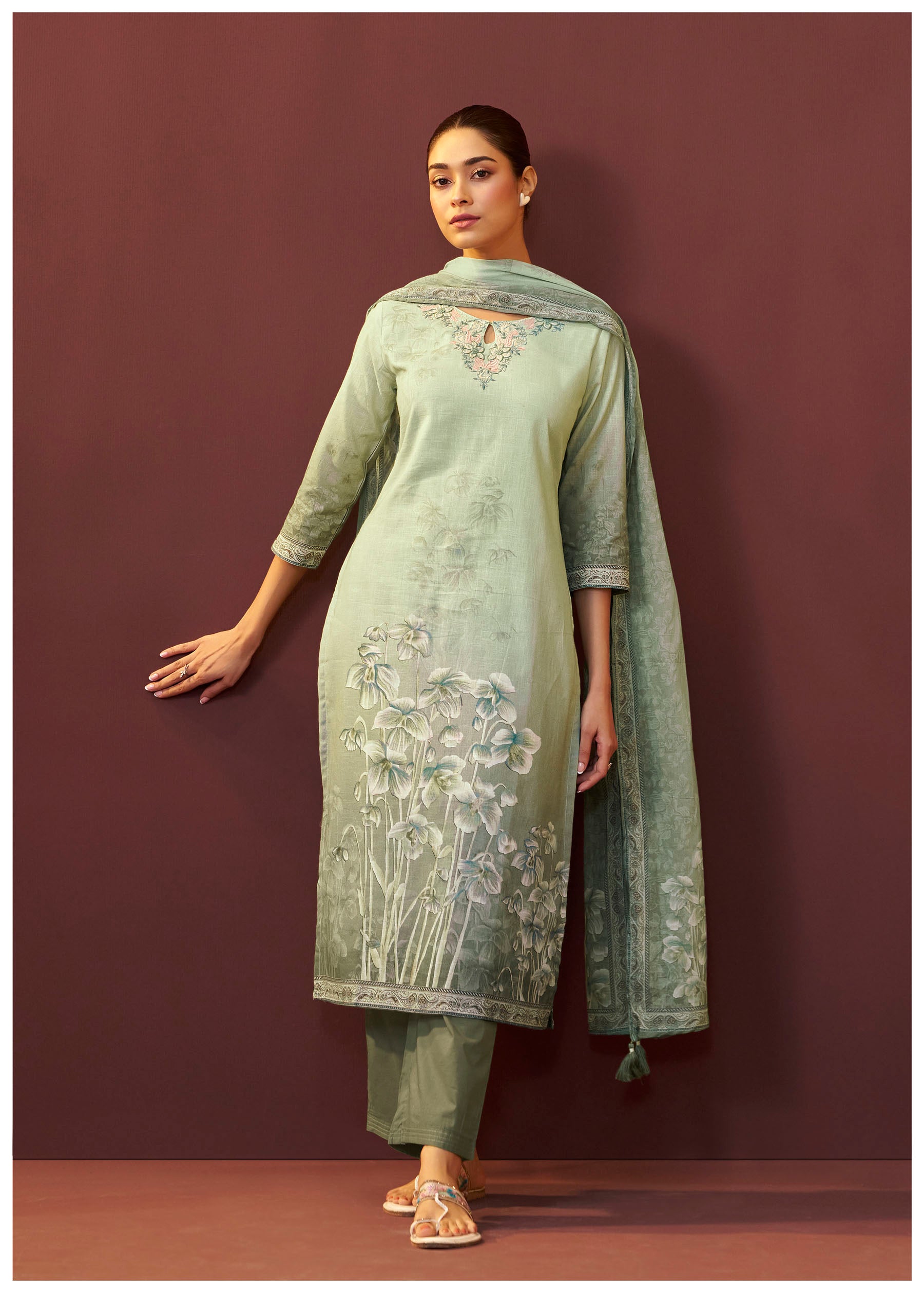 Silvara Green Digital Print Kurta Set