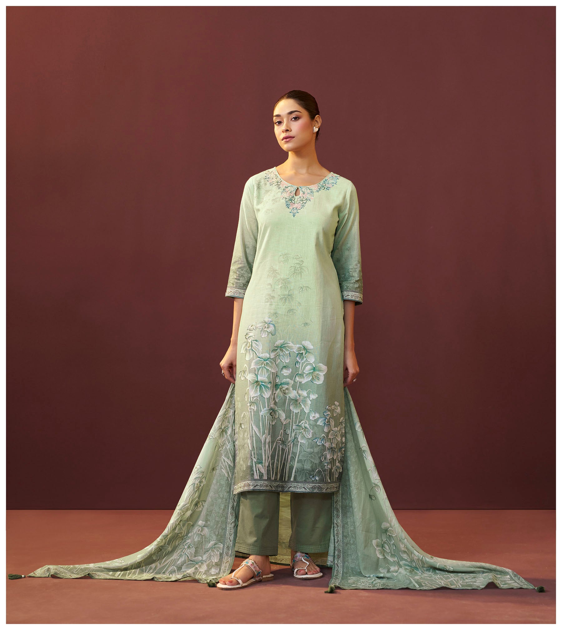 Silvara Green Digital Print Kurta Set