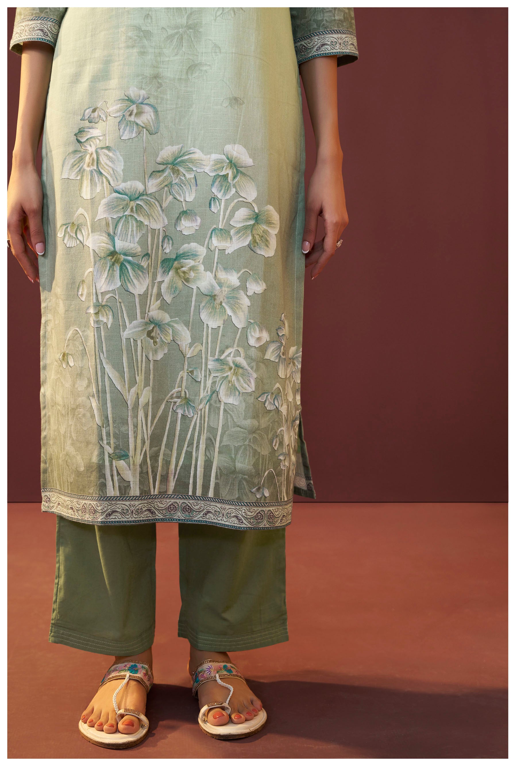 Silvara Green Digital Print Kurta Set