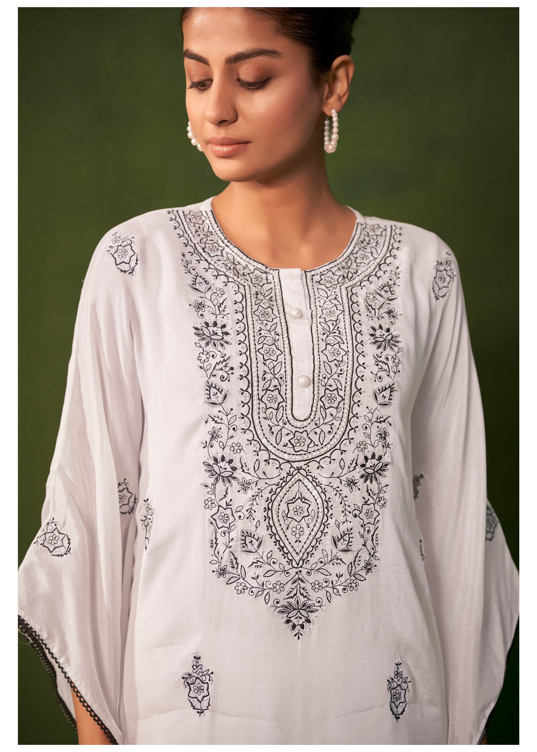 Savrynn Cream Chinnon Embroidered Kaftan