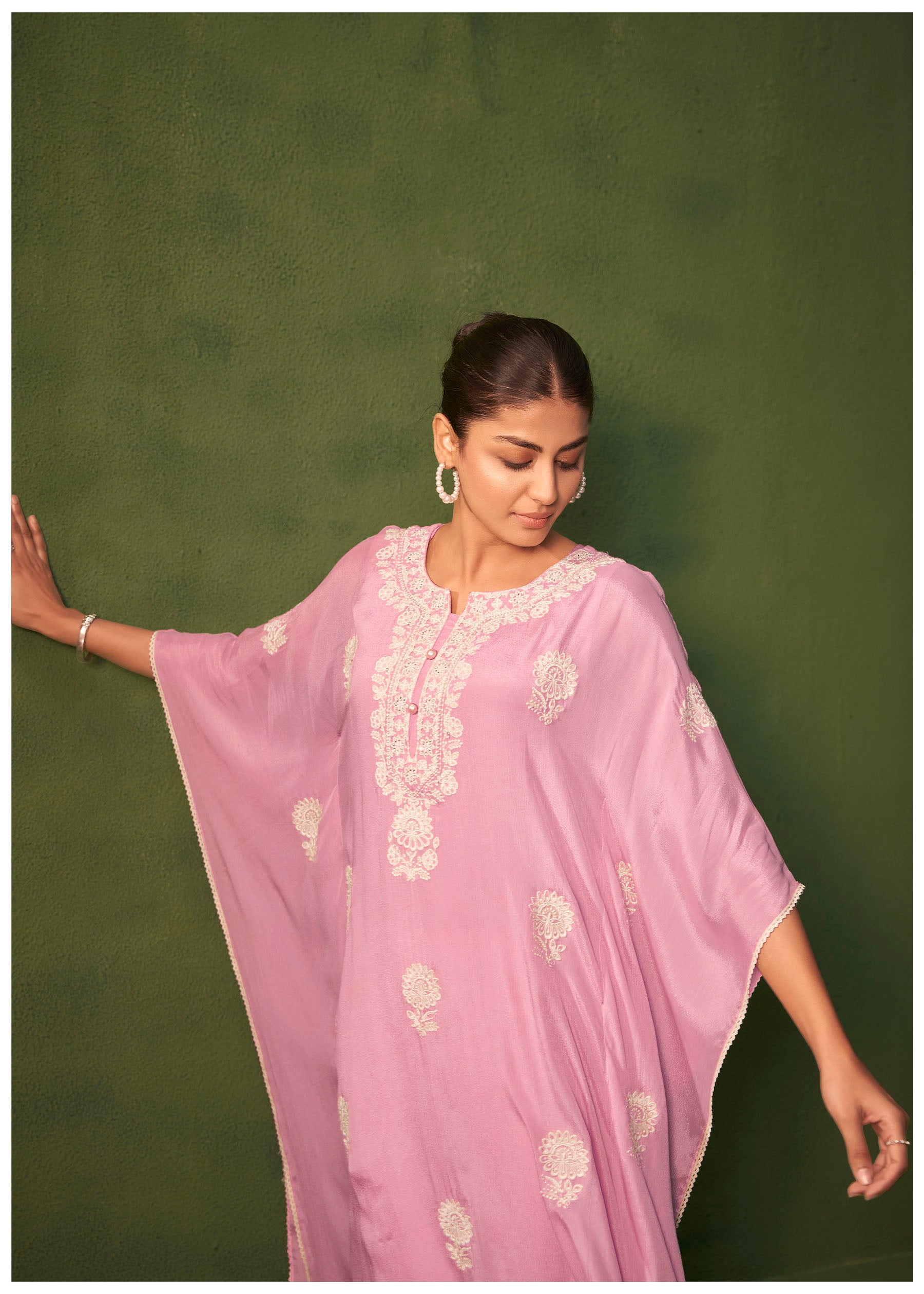 Pryselia Pink Chinnon Embroidered Kaftan