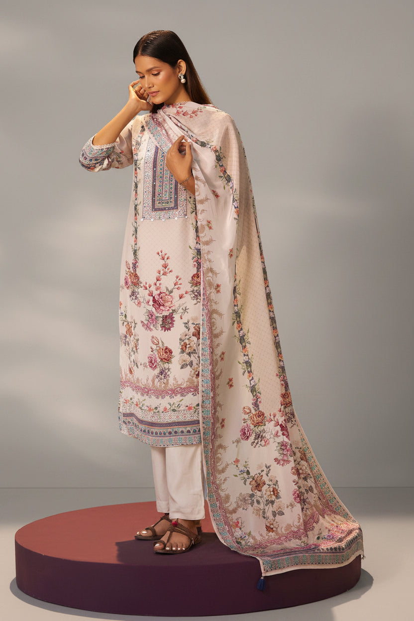 Digital Print Crepe Silk Kurta Set