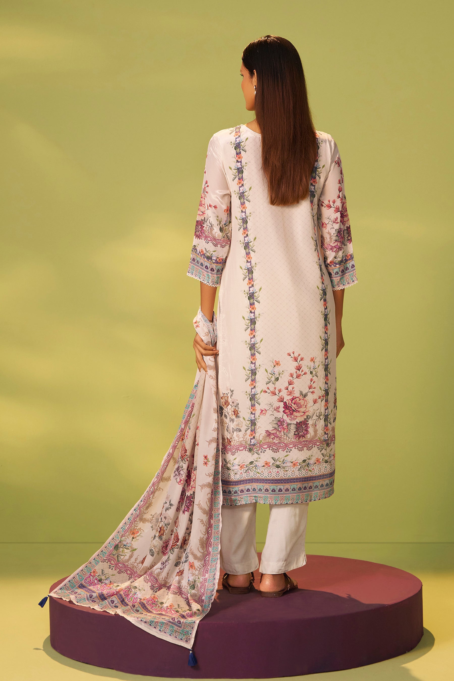 Digital Print Crepe Silk Kurta Set