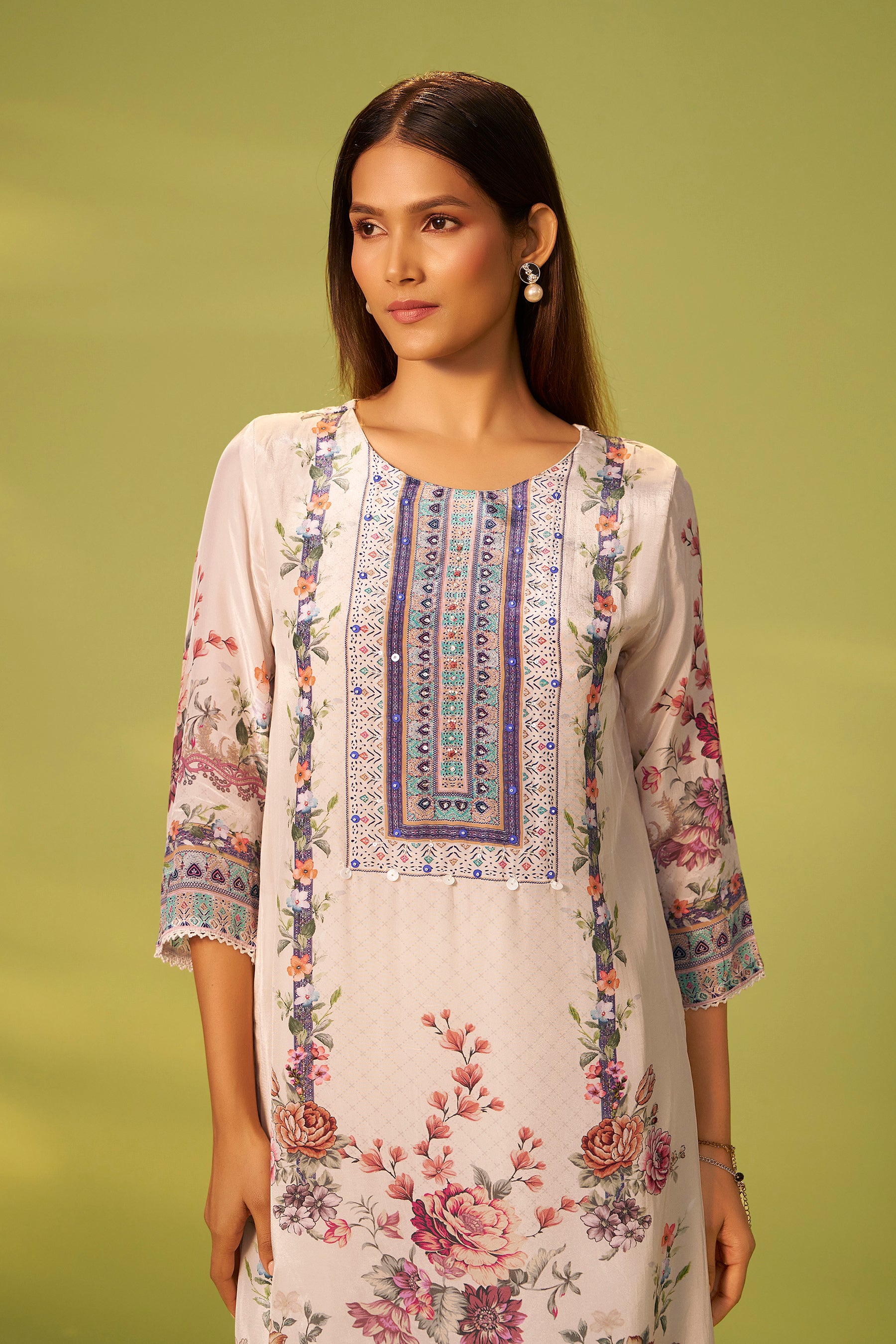 Digital Print Crepe Silk Kurta Set