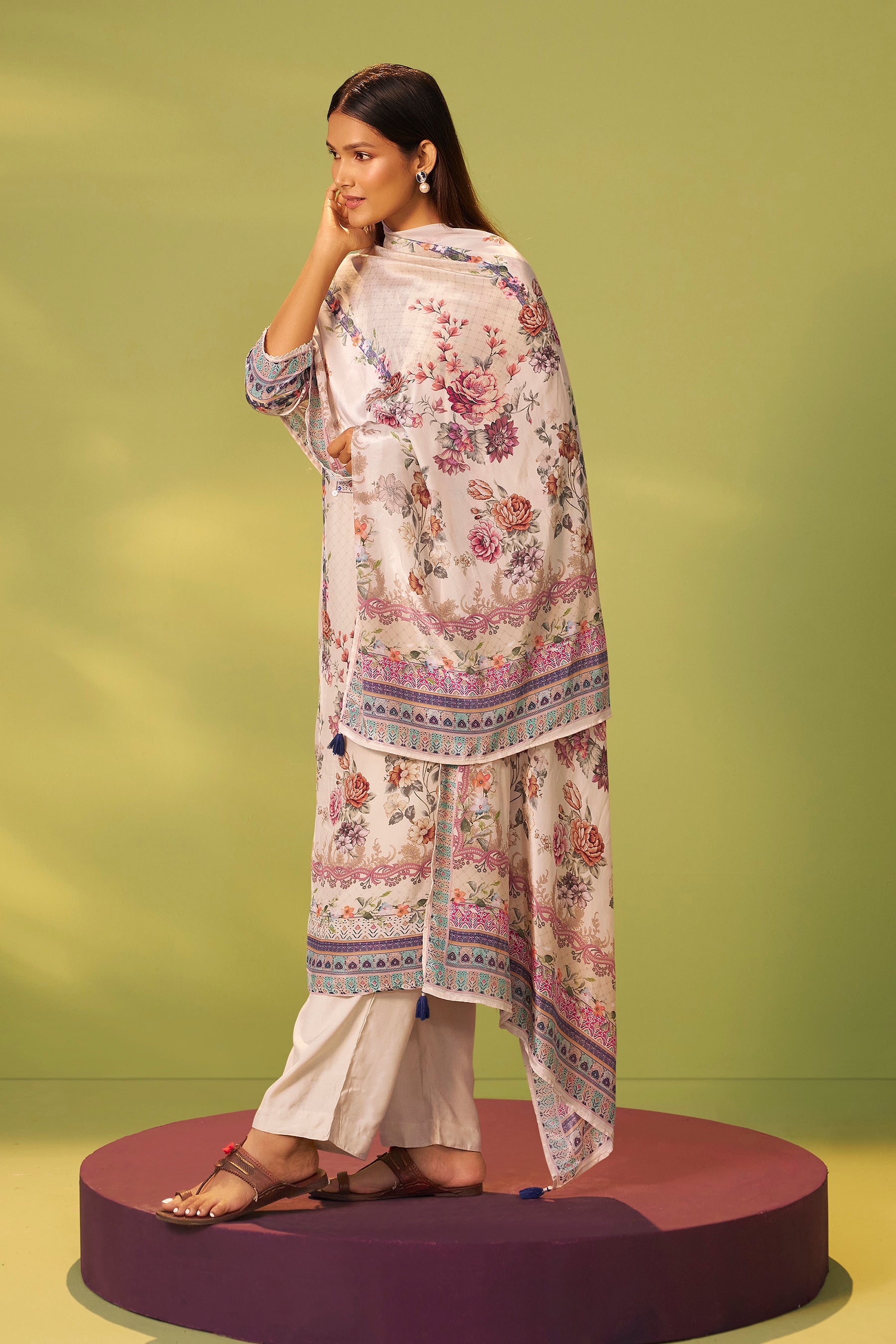 Digital Print Crepe Silk Kurta Set