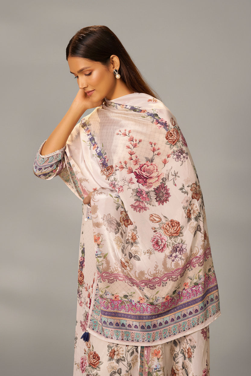 Digital Print Crepe Silk Kurta Set
