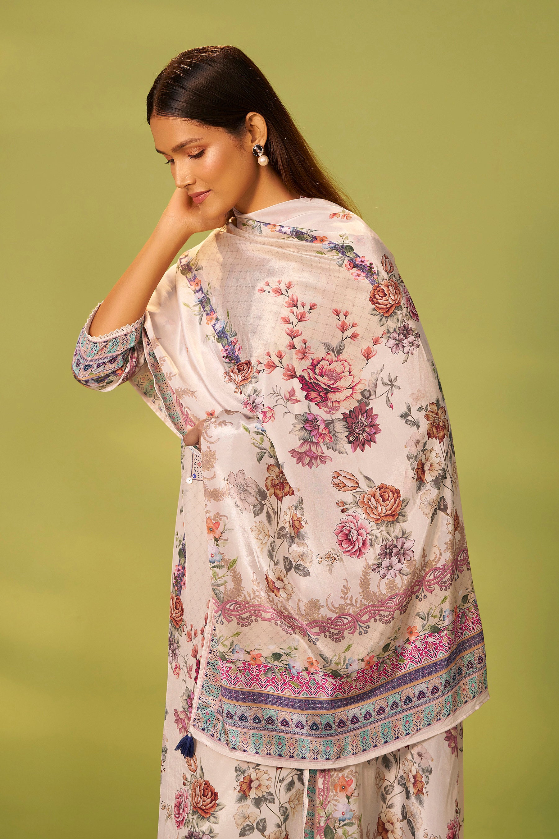 Digital Print Crepe Silk Kurta Set